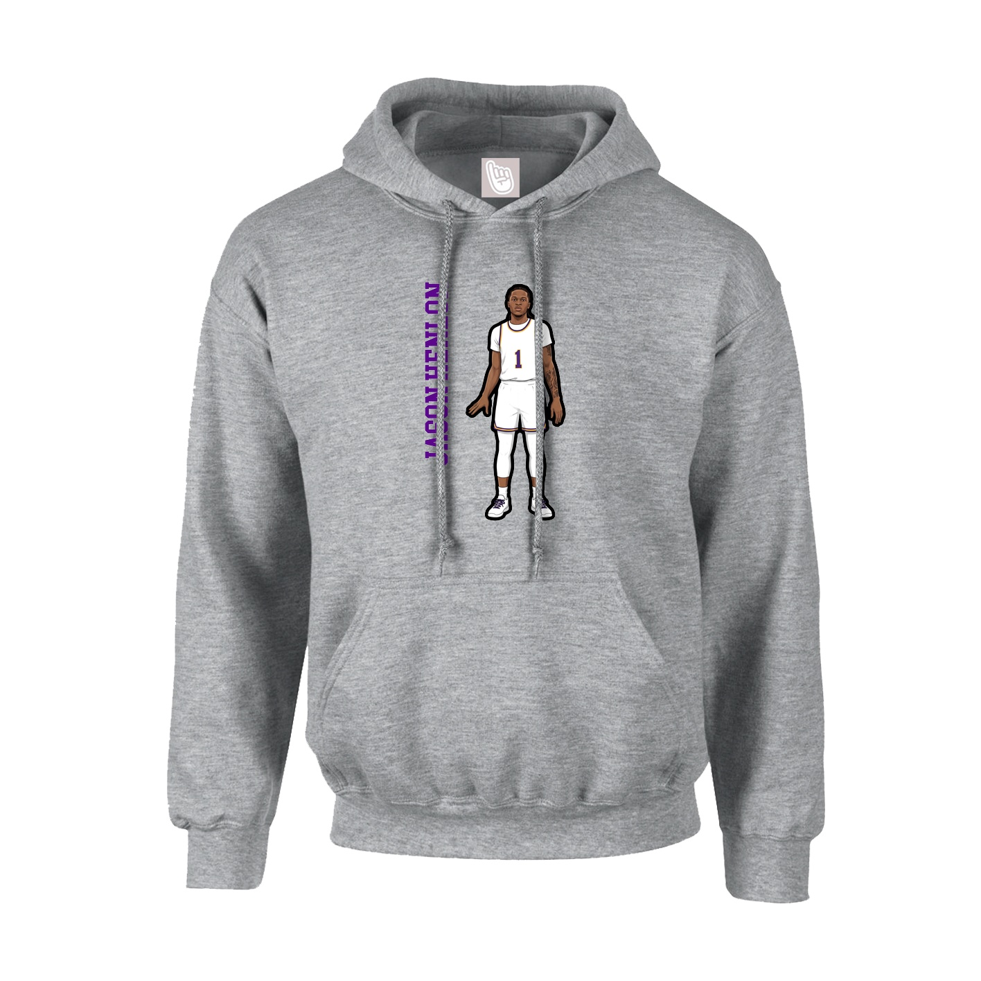 Youth Hoodie — Name Vertical in Grey