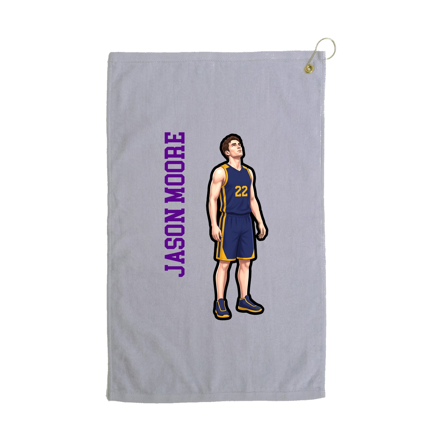 Golf Towel — Name Vertical in Grey