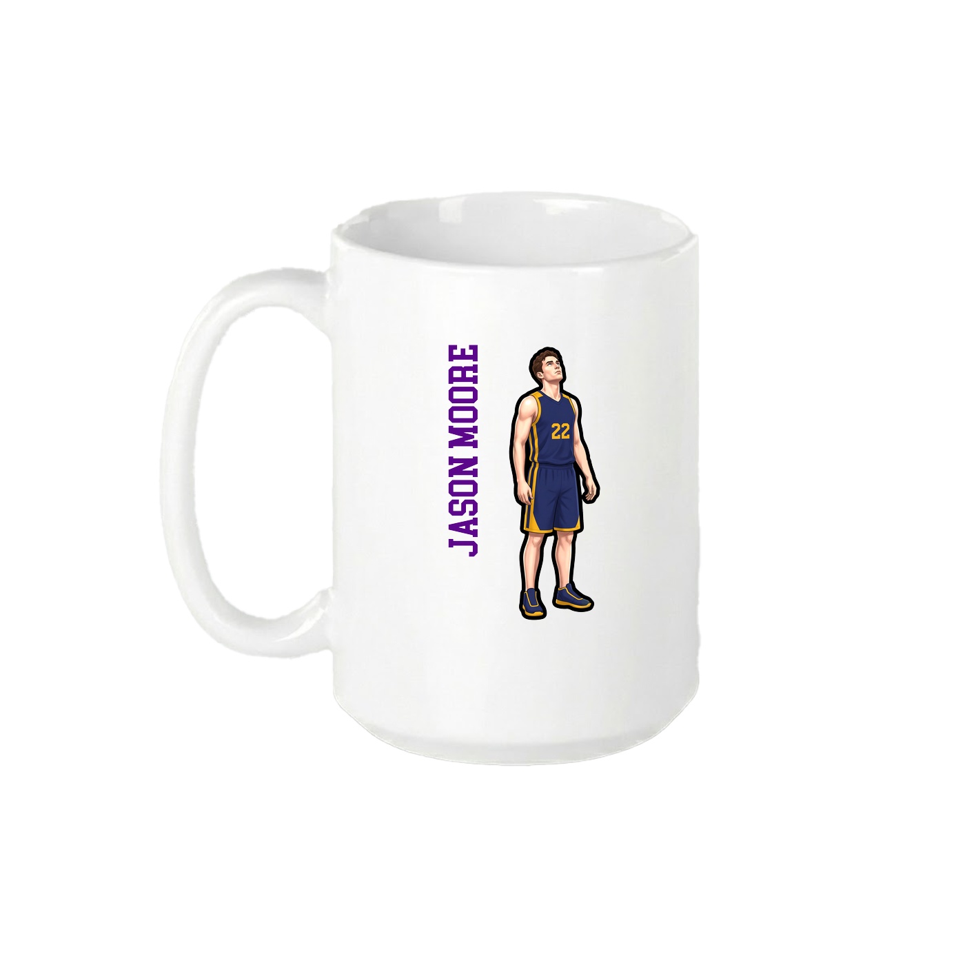 15oz Coffee Mug — Name Vertical in White