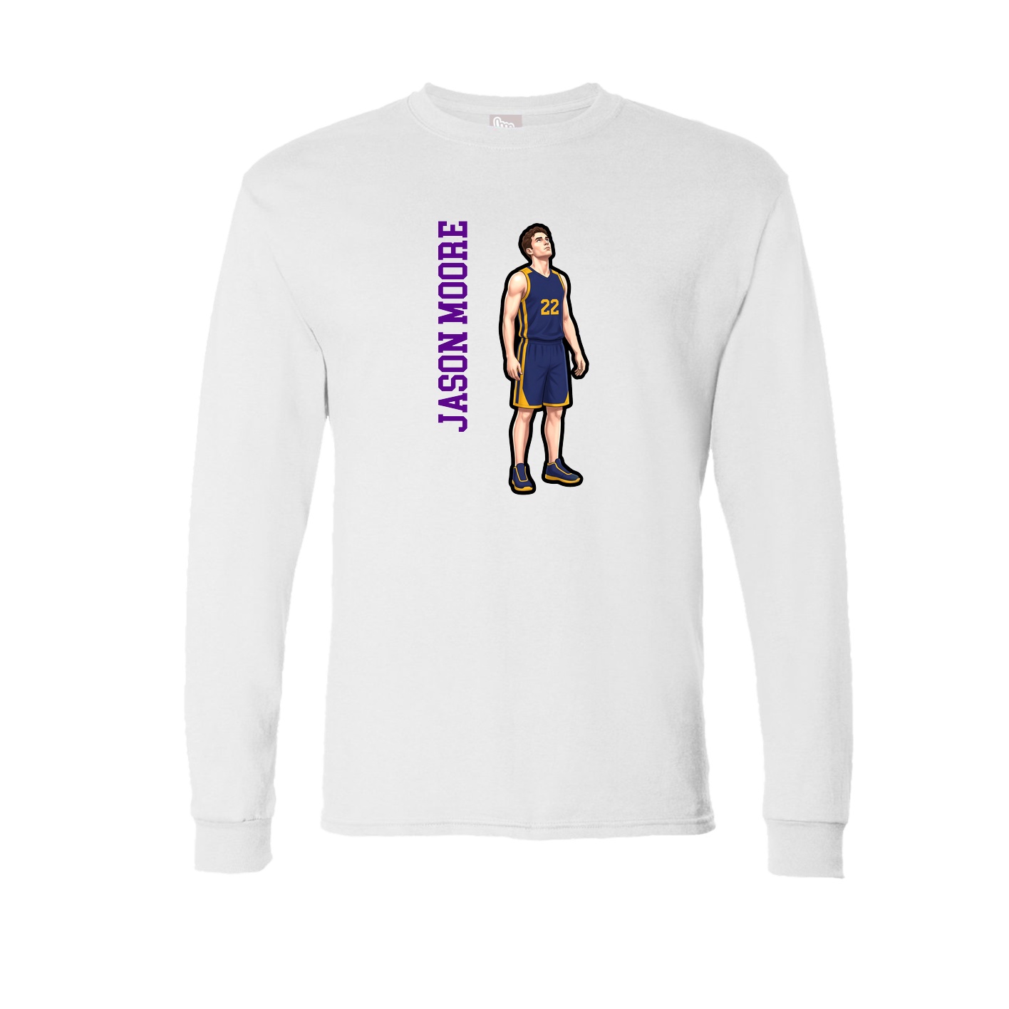 Long Sleeve Tee — Name Vertical in White
