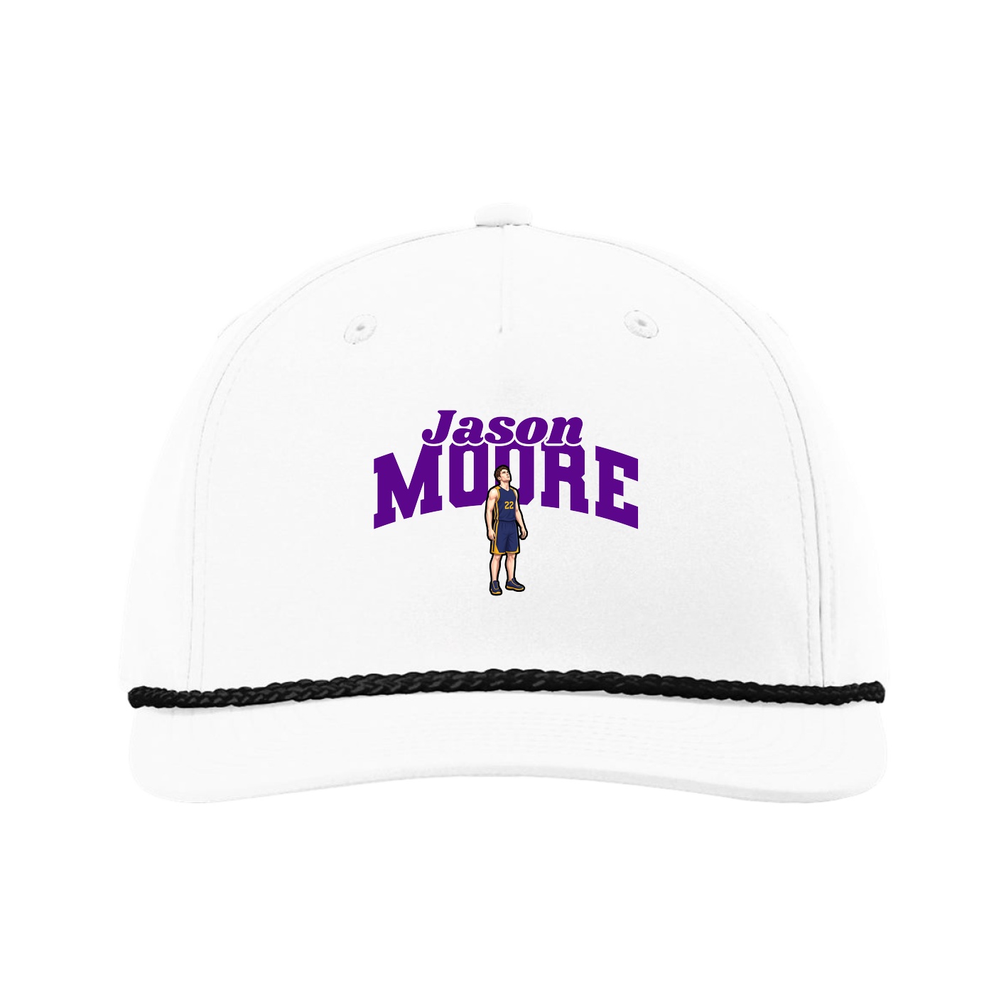Five-Panel Classic Rope Cap — Signature Arch in White