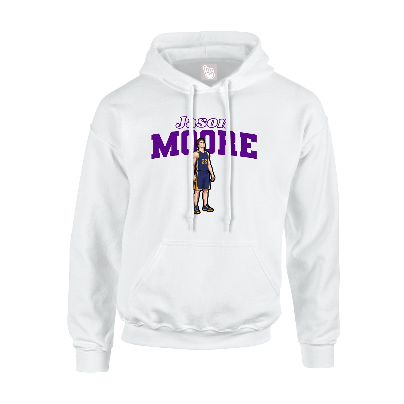 Youth Hoodie — Name Arch in White