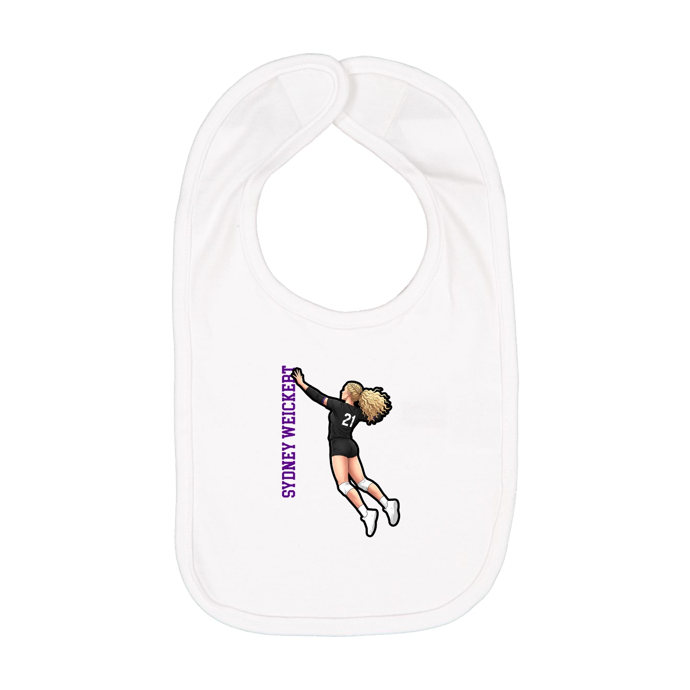 Infant Bib — Name Vertical in White