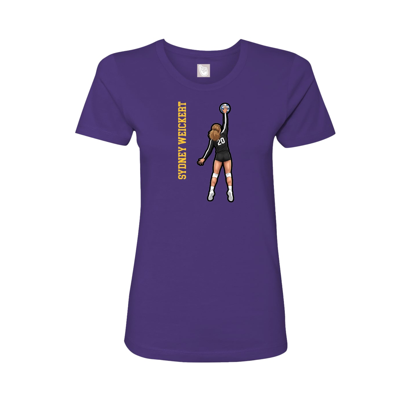 Fitted Women's Tee — Name Vertical in Purple