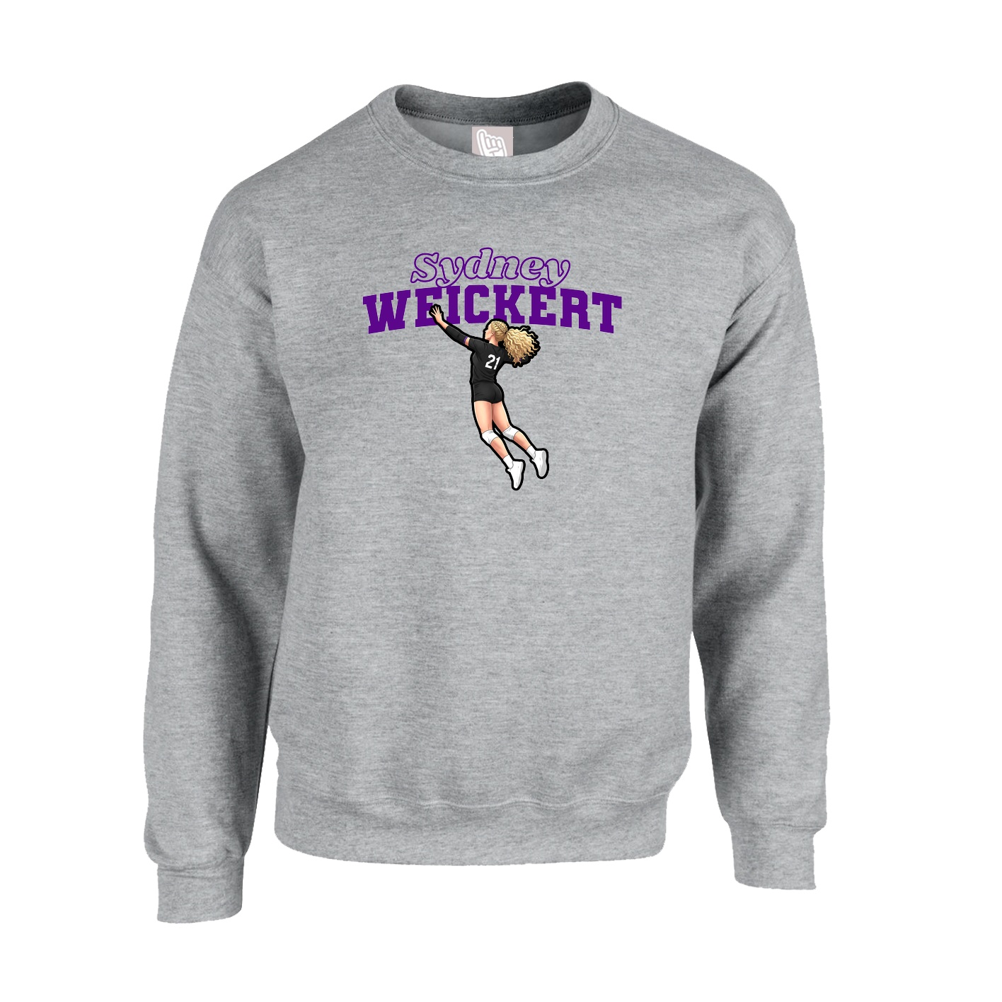 Fleece Crew — Name Arch in Grey