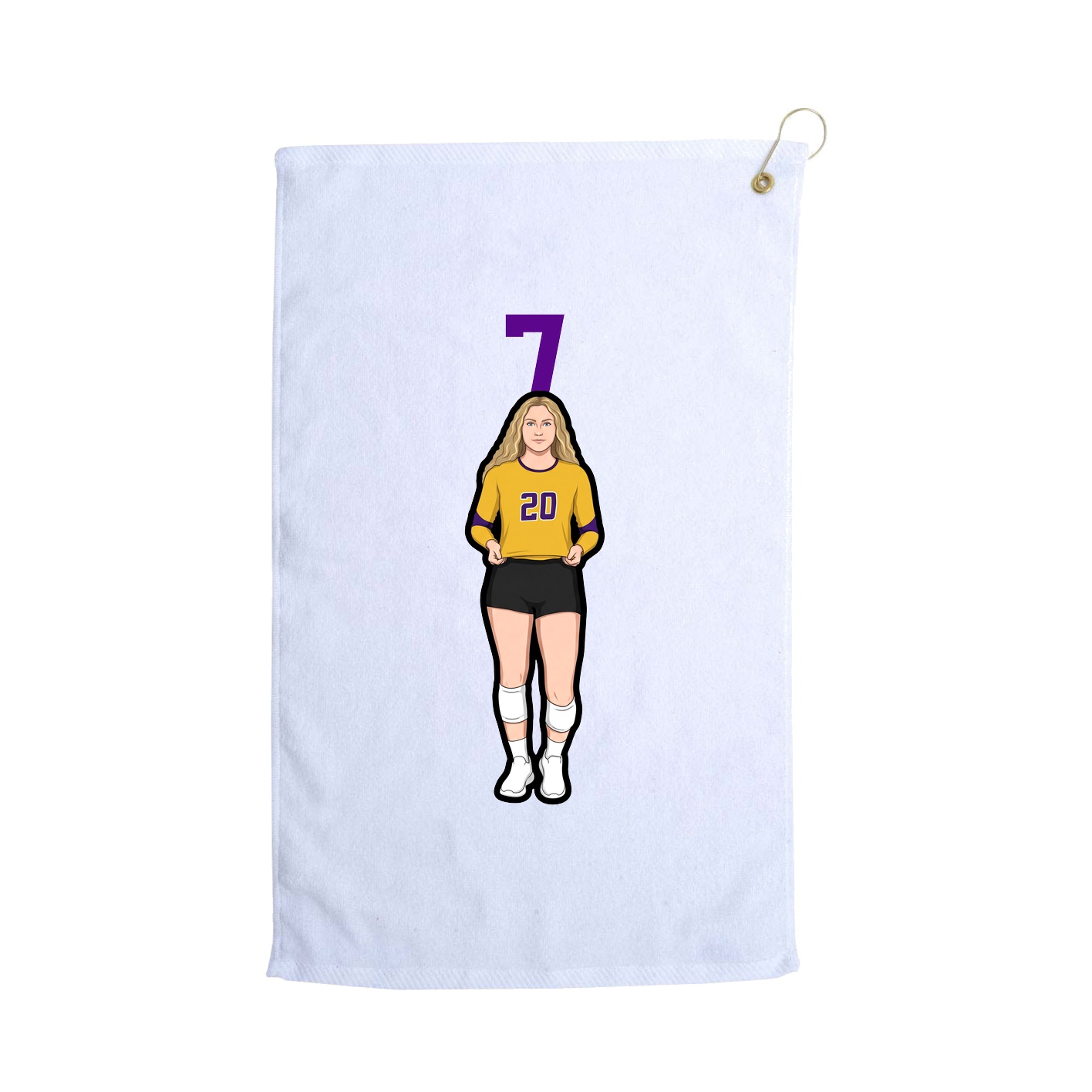 Golf Towel — Number Top in White