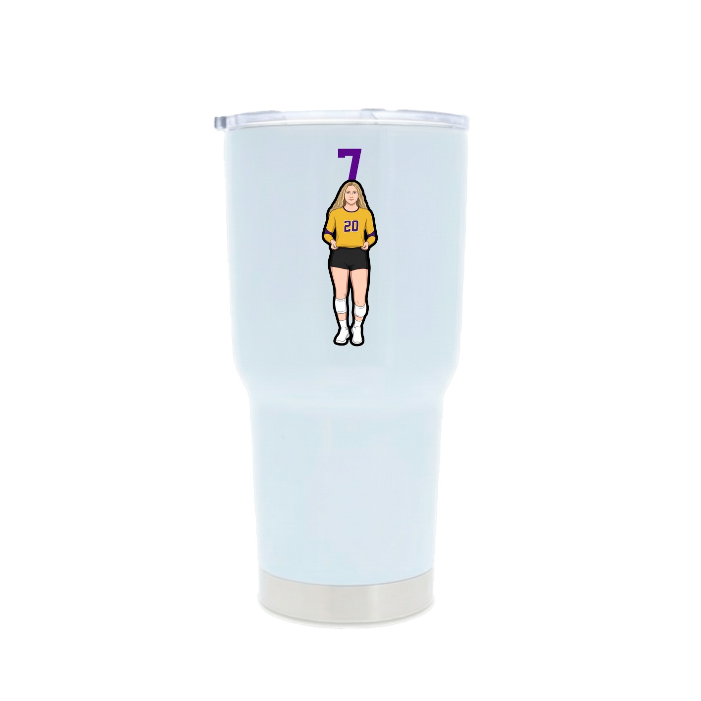 30oz Stainless Steel Tumbler — Number Top in White
