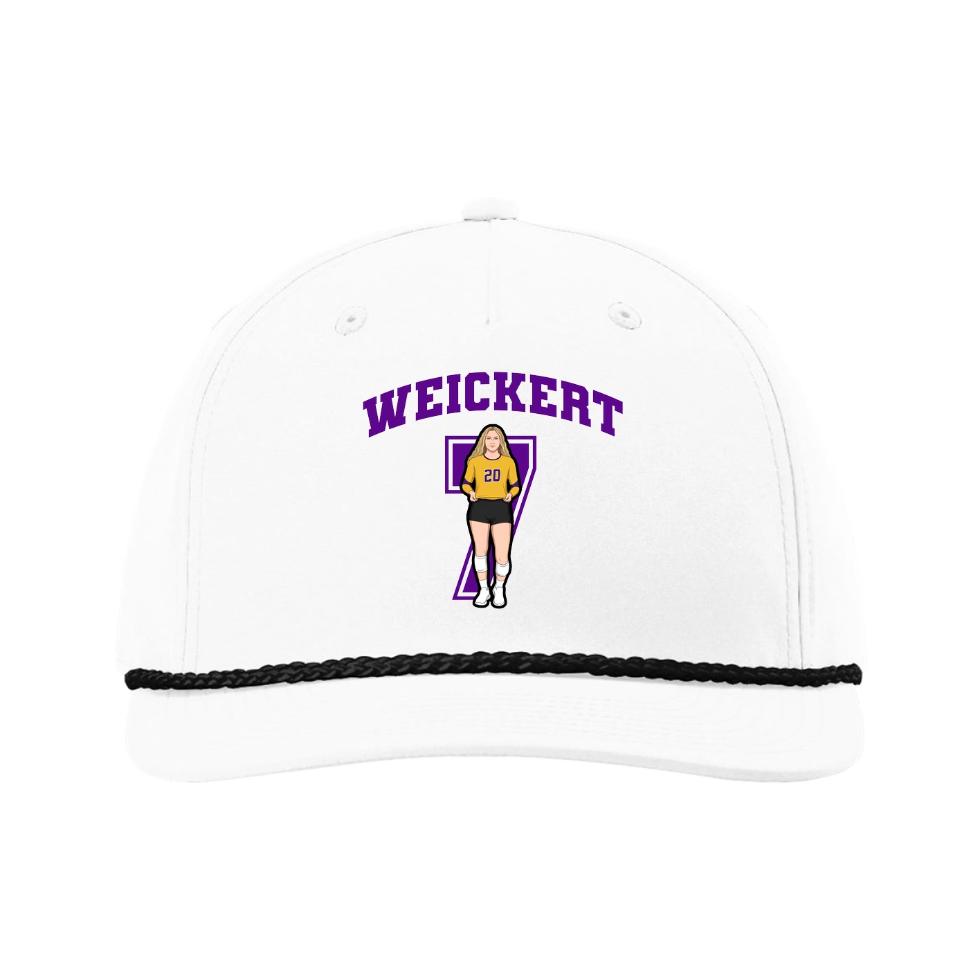 Five-Panel Classic Rope Cap — Number in White