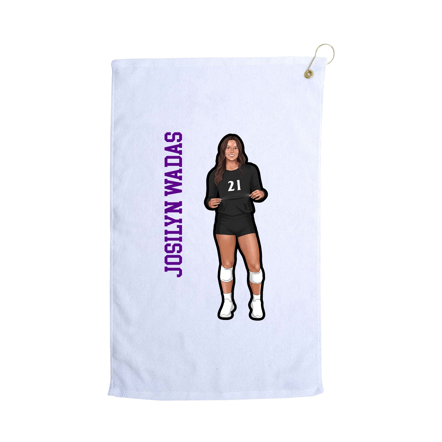 Golf Towel — Name Vertical in White