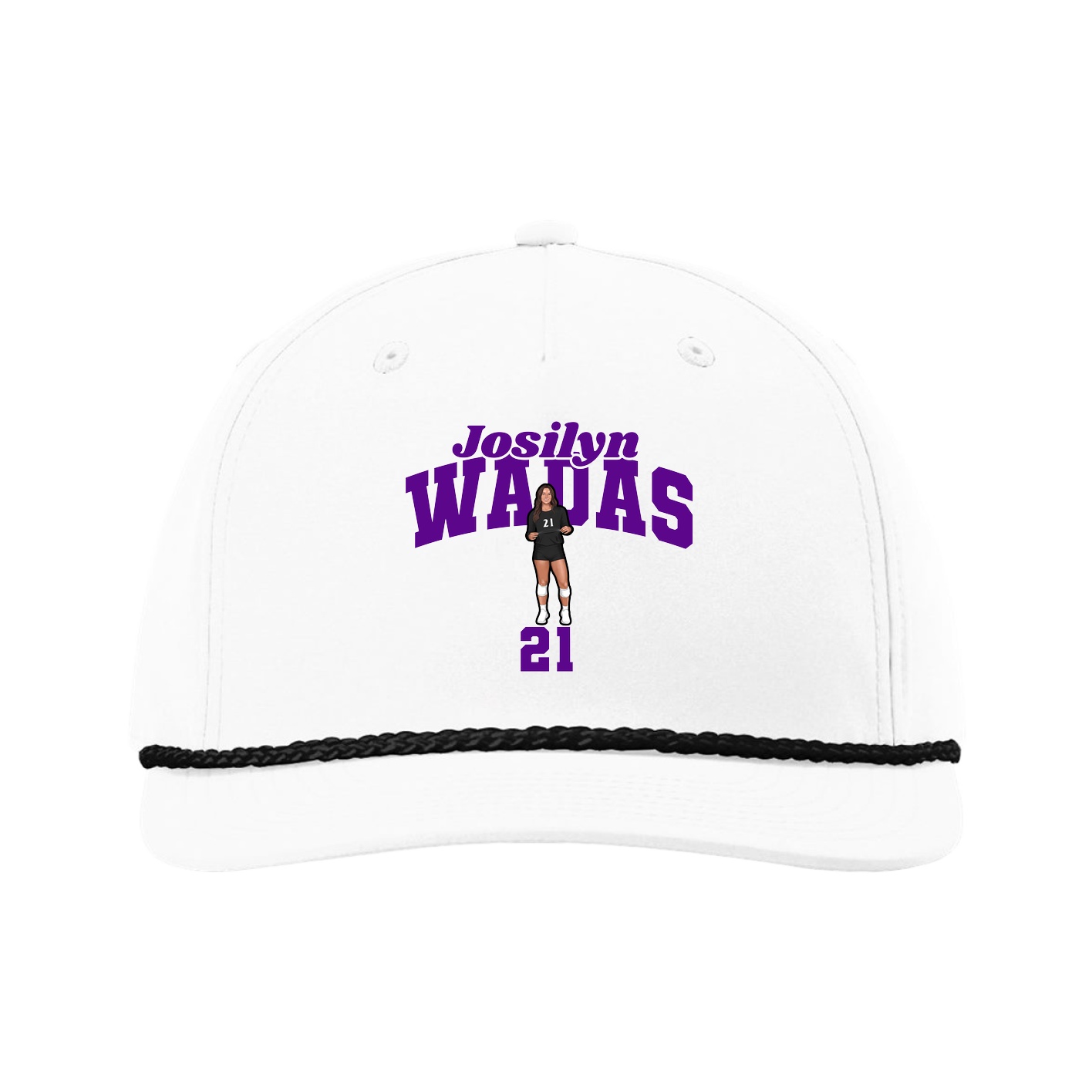 Five-Panel Classic Rope Cap — Signature Arch in White