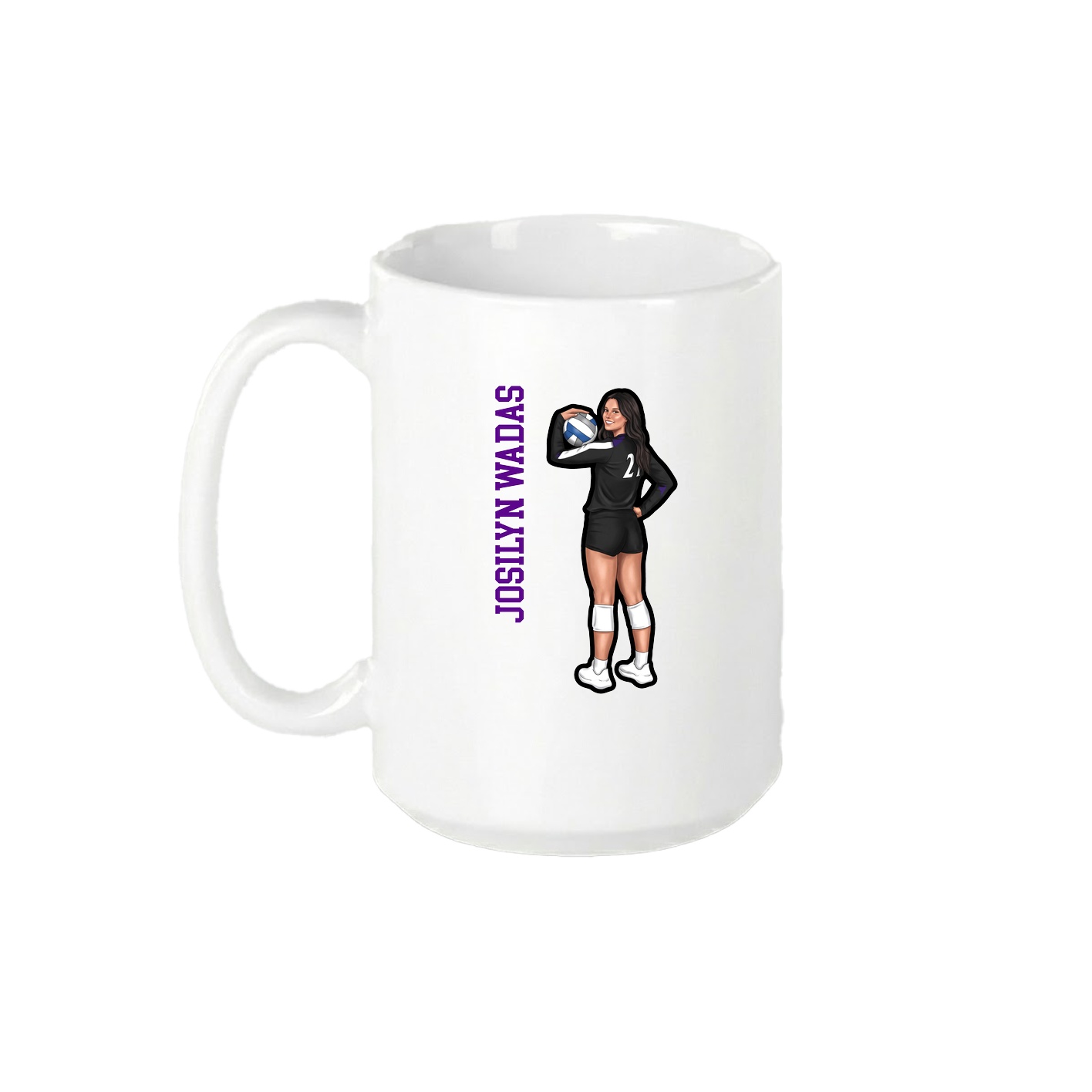 15oz Coffee Mug — Name Vertical in White