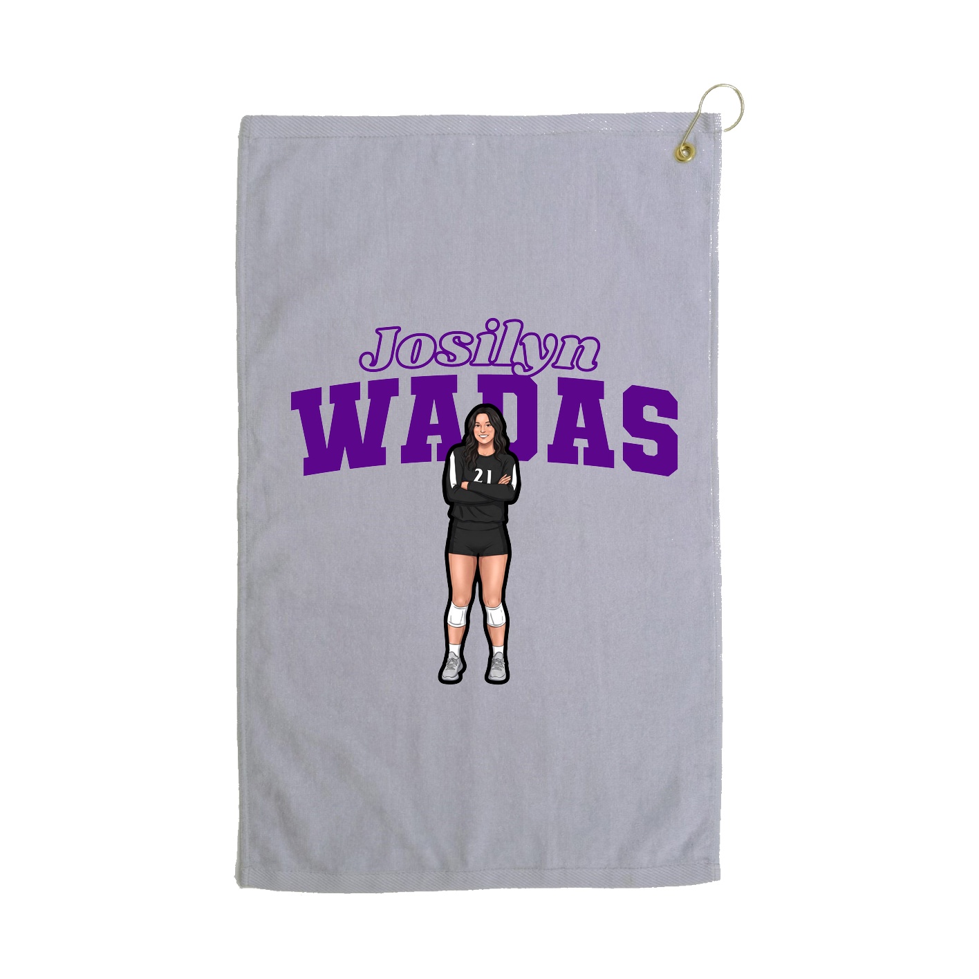 Golf Towel — Name Arch in Grey