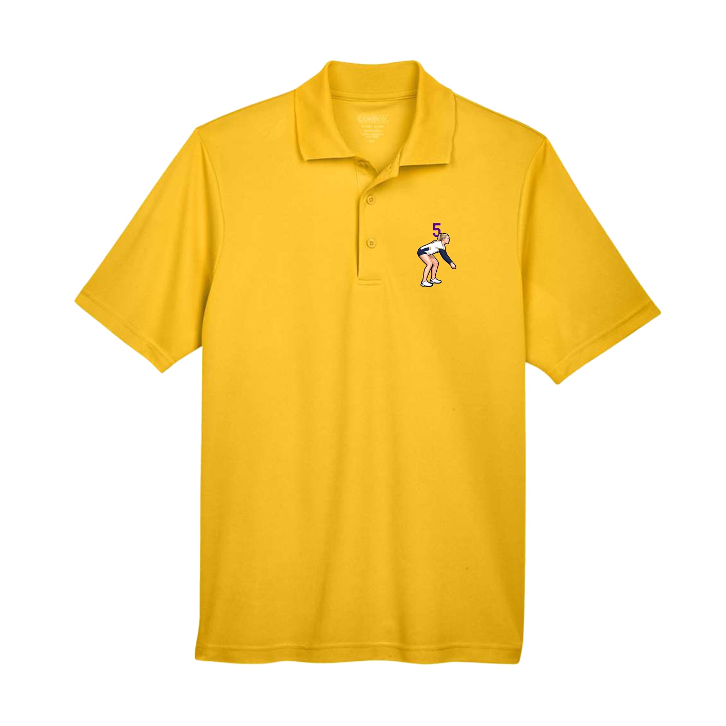 Performance Polo — Number Top in Gold