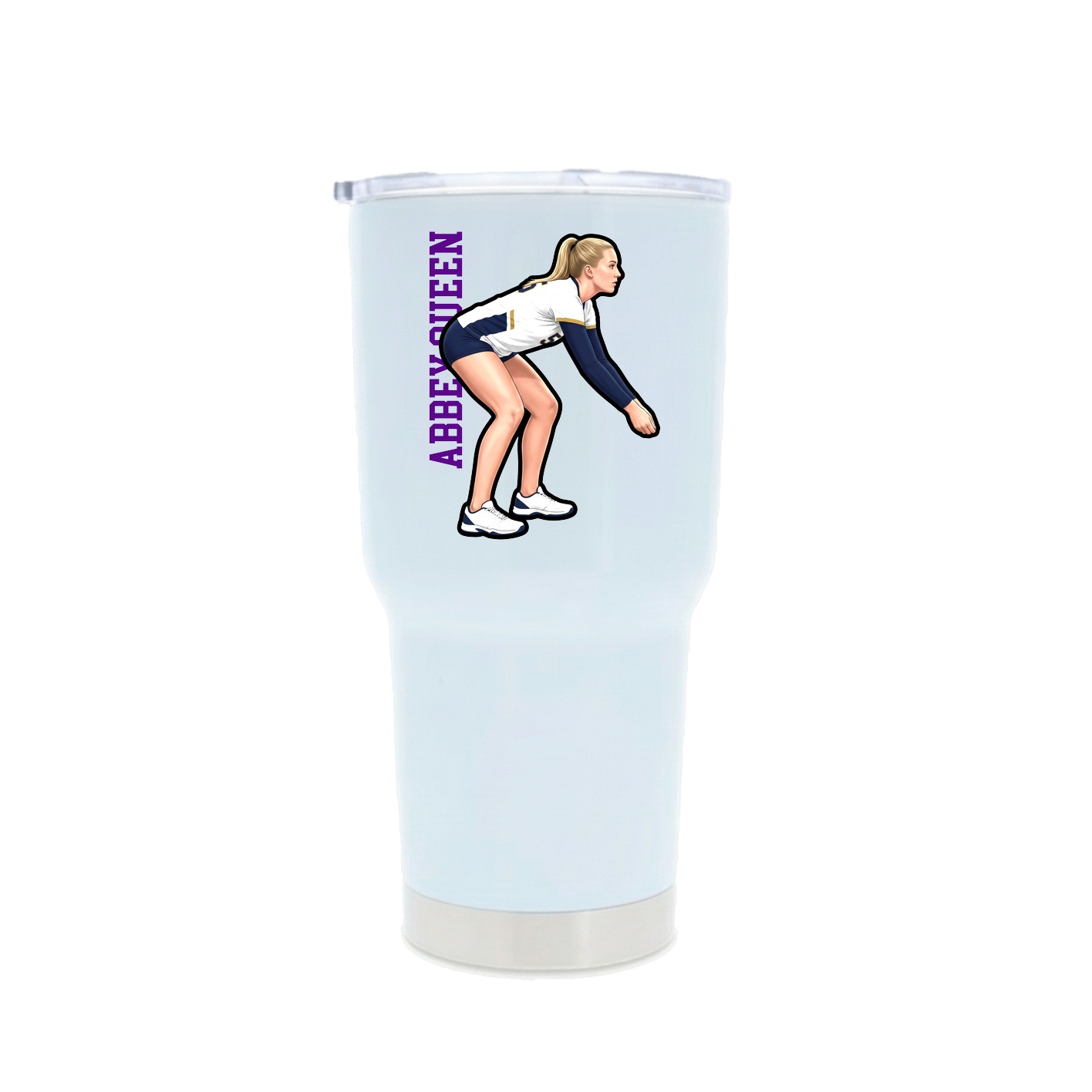 30oz Stainless Steel Tumbler — Name Vertical in White