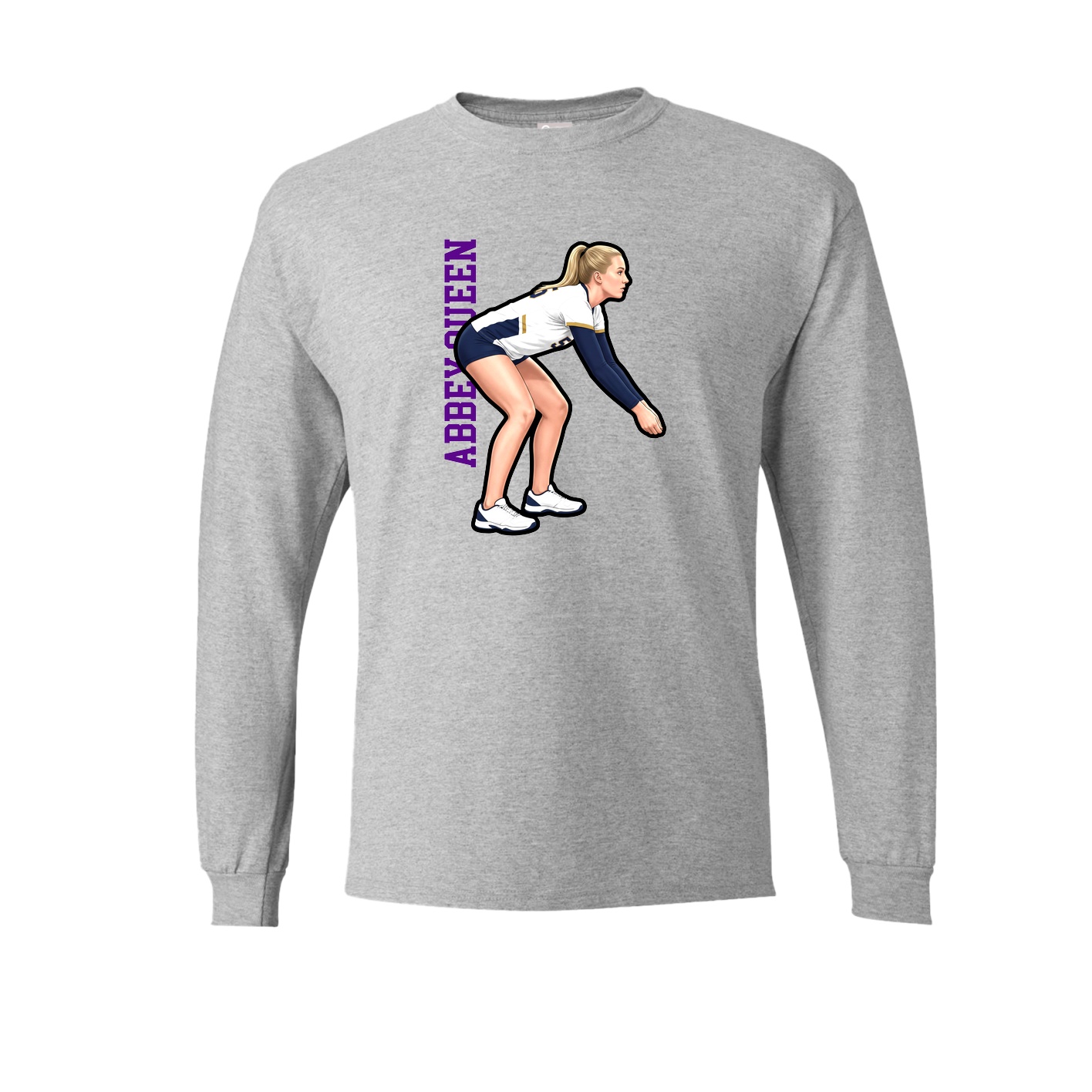 Long Sleeve Tee — Name Vertical in Grey