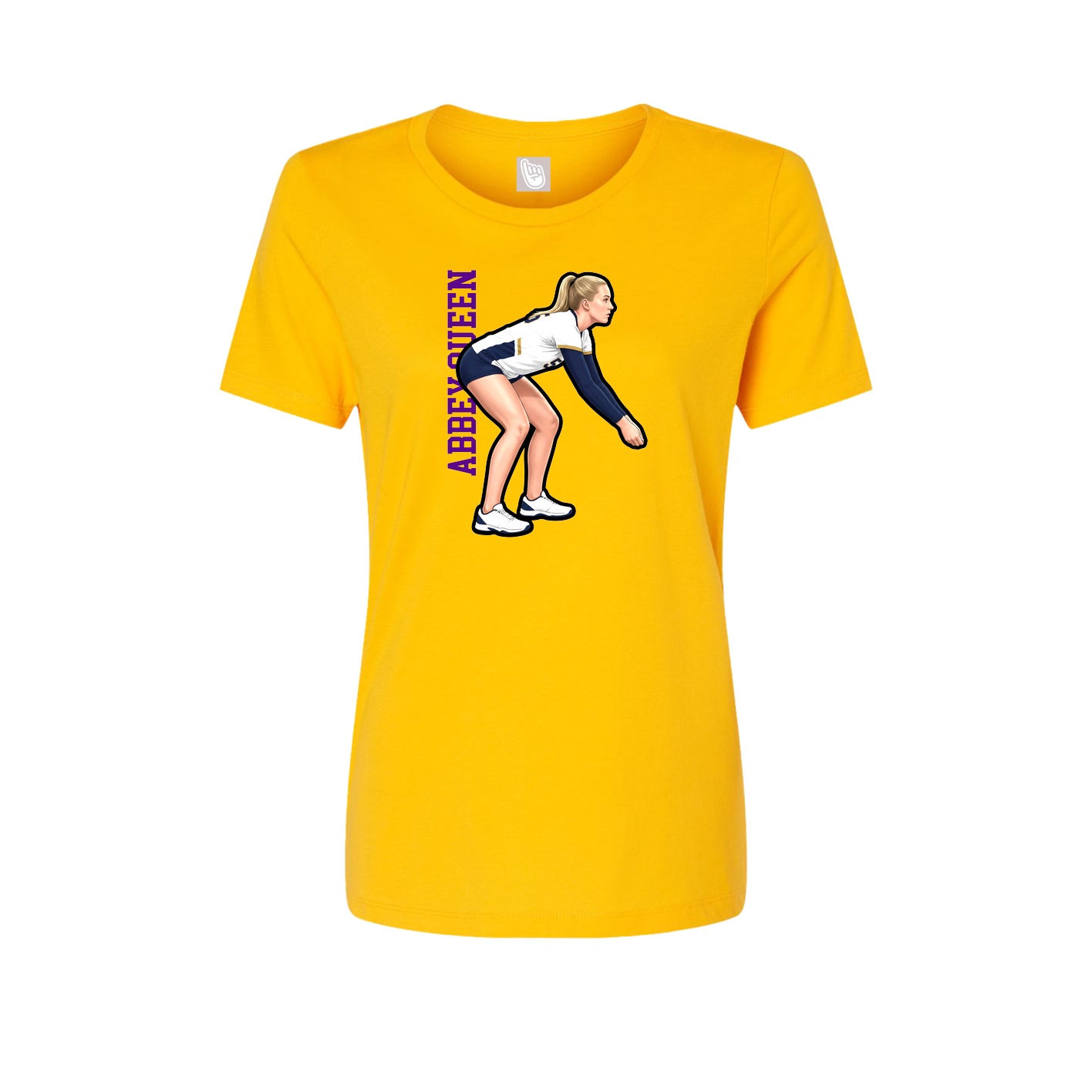 Fitted Women's Tee — Name Vertical in Gold