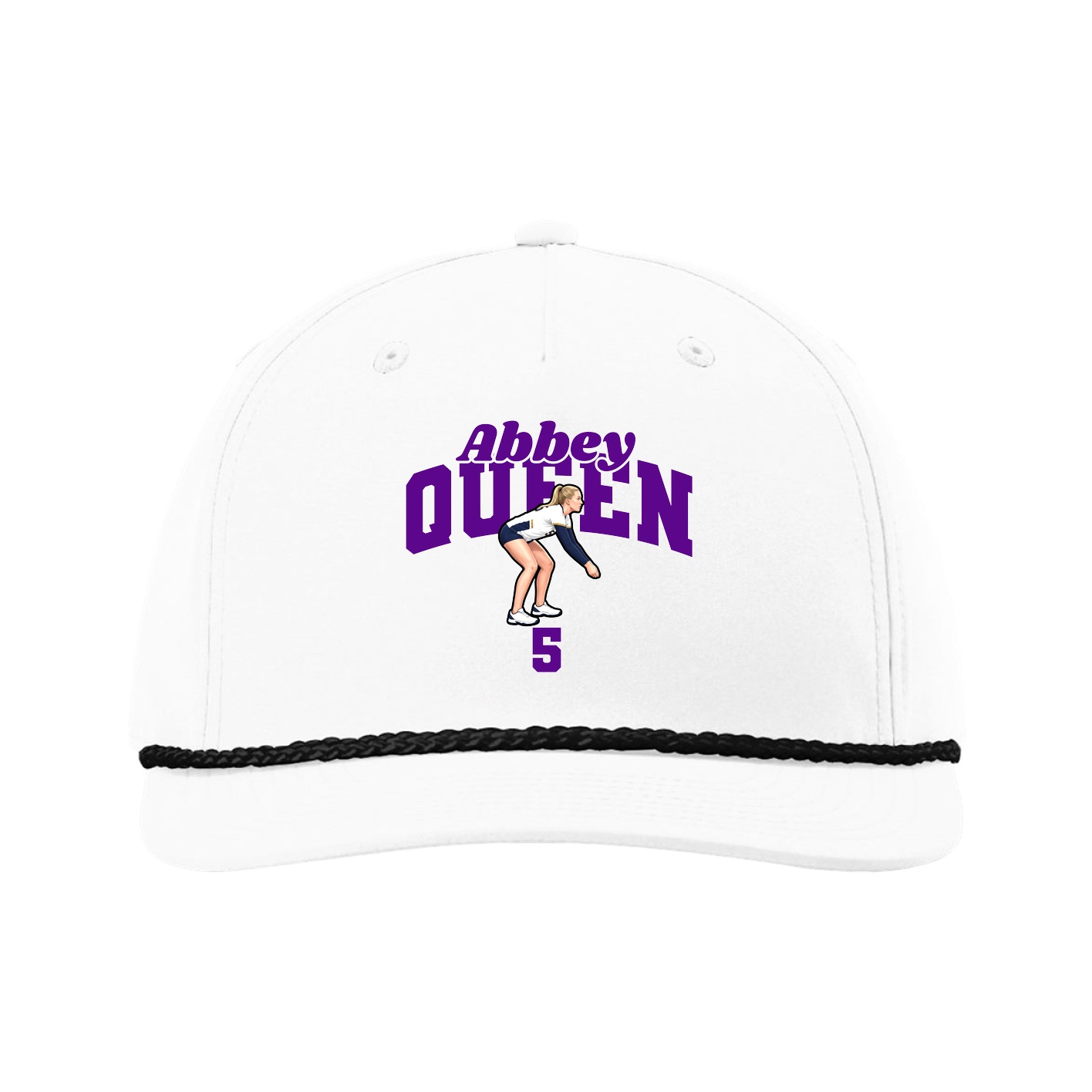 Five-Panel Classic Rope Cap — Signature Arch in White