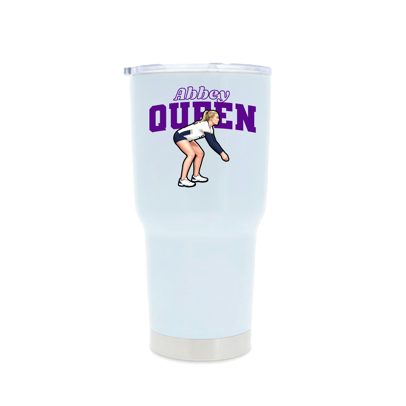 30oz Stainless Steel Tumbler — Name Arch in White