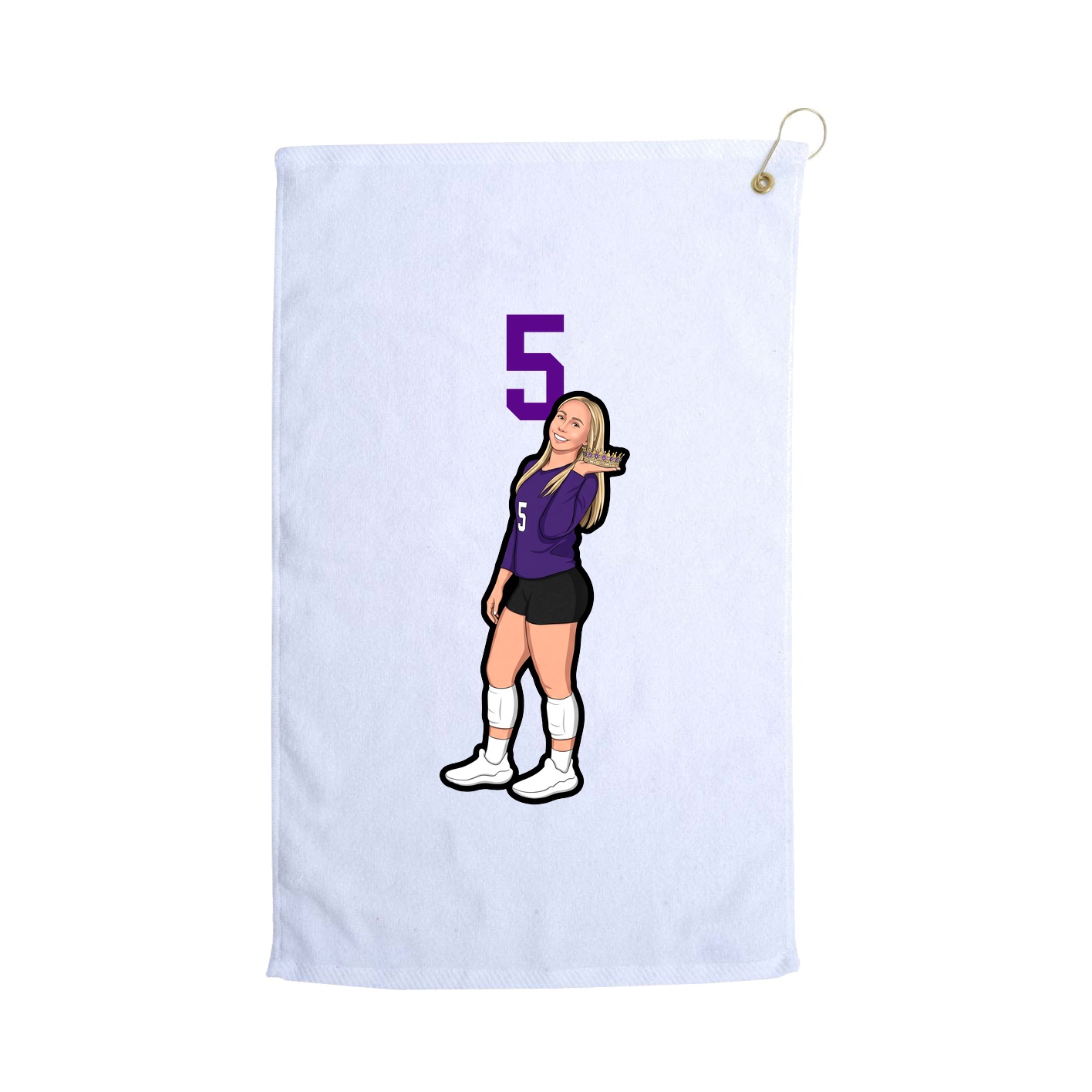Golf Towel — Number Top in White