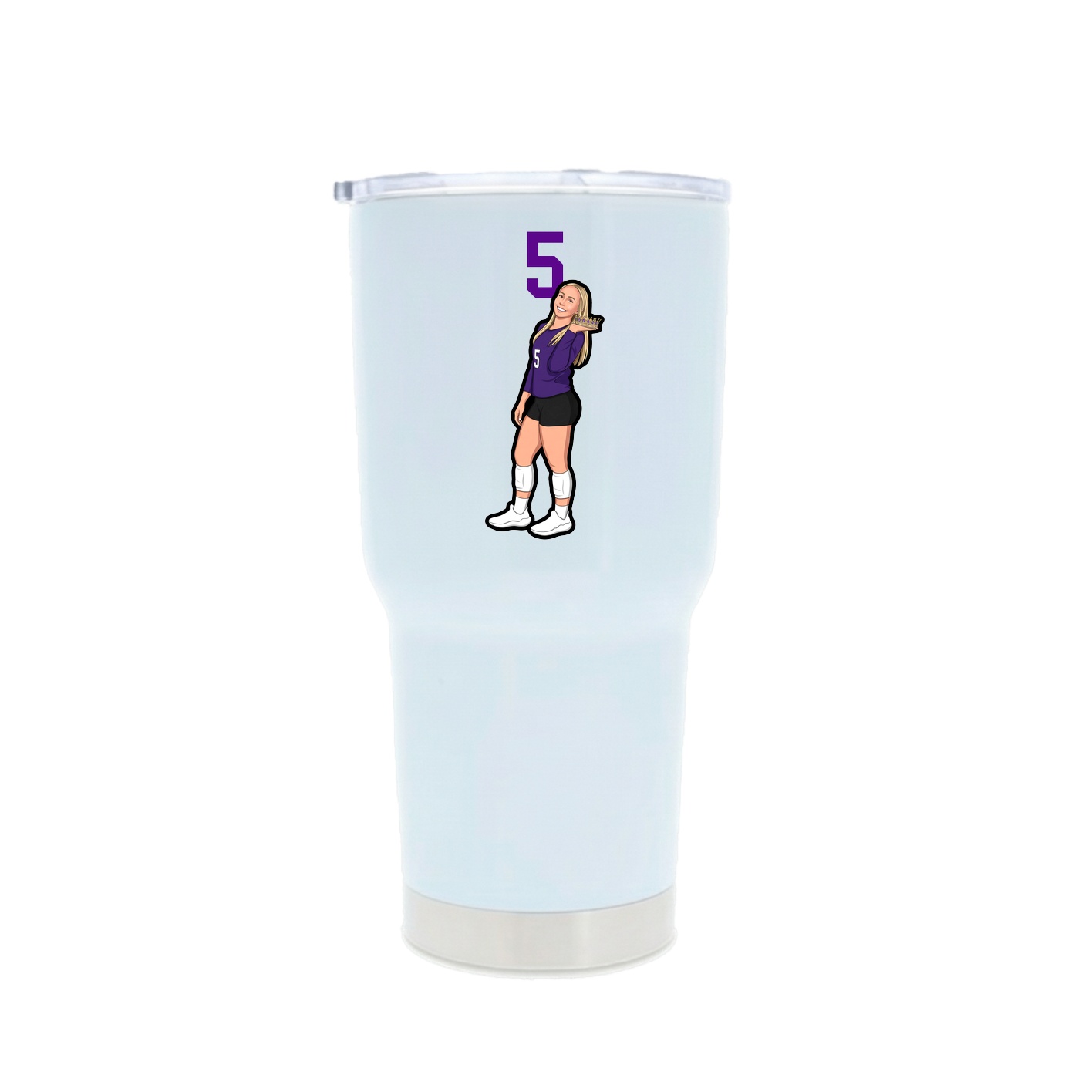 30oz Stainless Steel Tumbler — Number Top in White