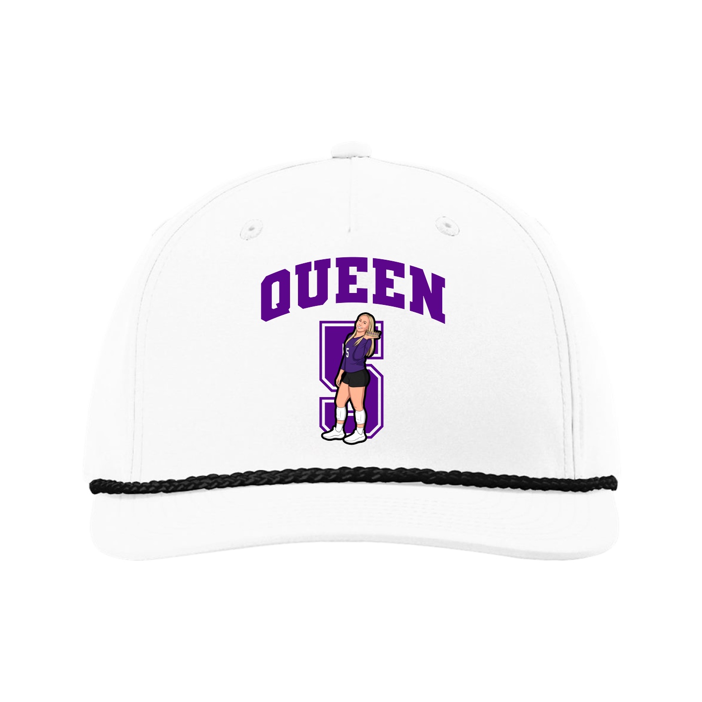 Five-Panel Classic Rope Cap — Number in White