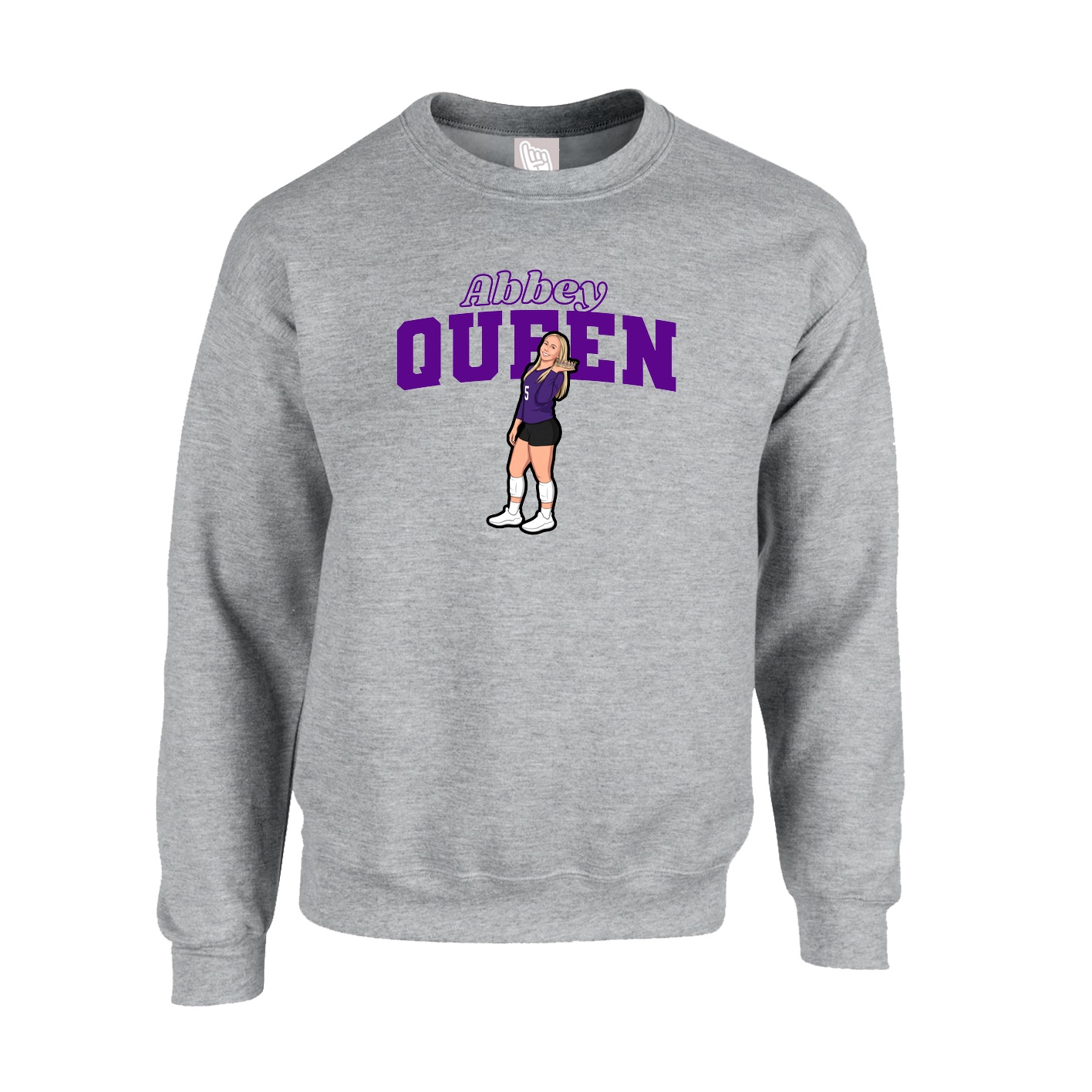 Fleece Crew — Name Arch in Grey