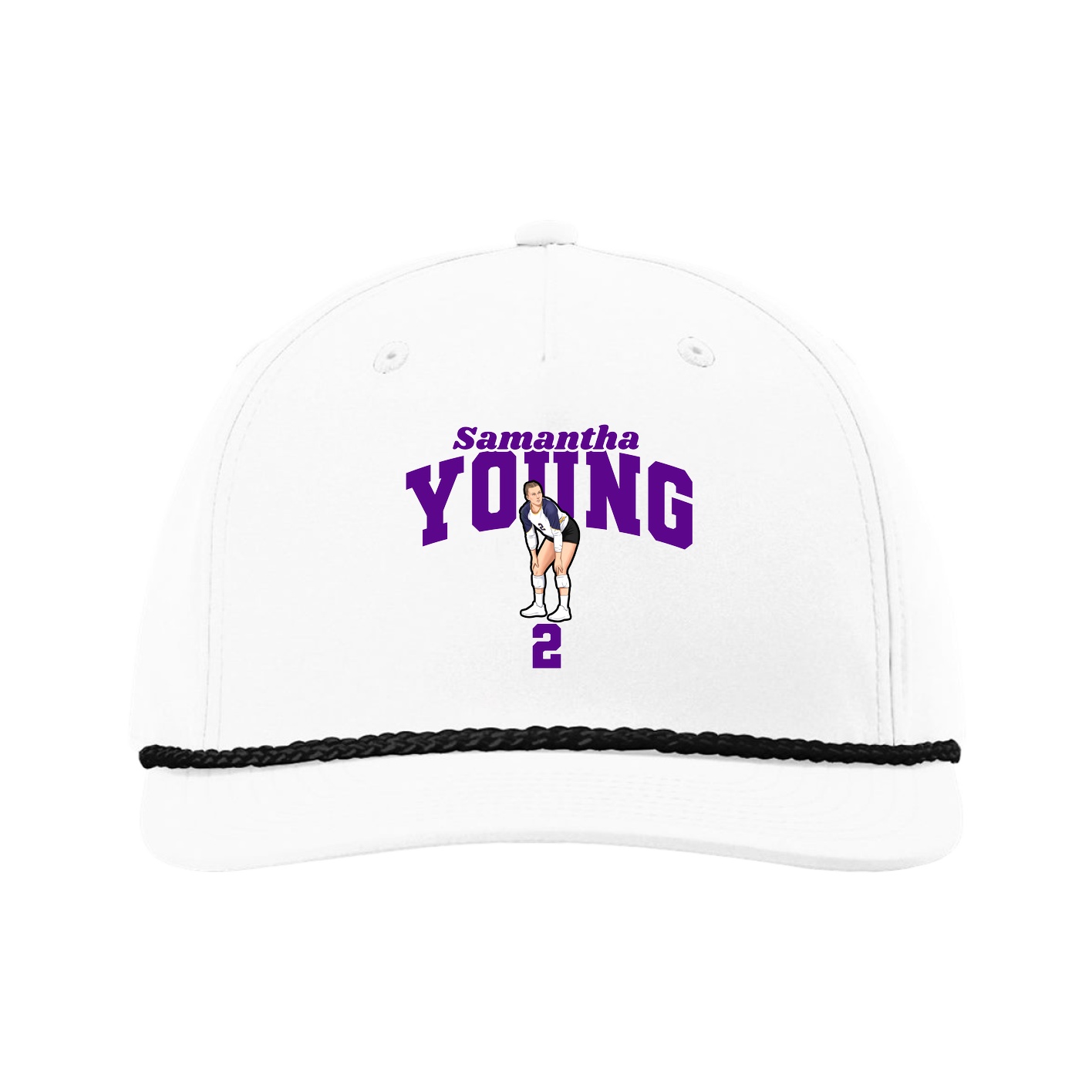 Five-Panel Classic Rope Cap — Signature Arch in White