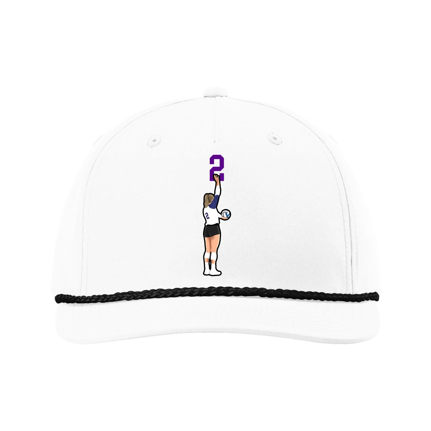 Five-Panel Classic Rope Cap — Number Top in White