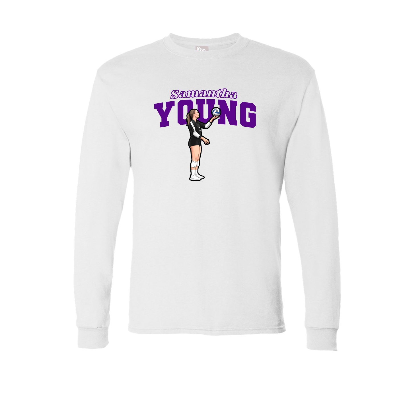Long Sleeve Tee — Name Arch in White