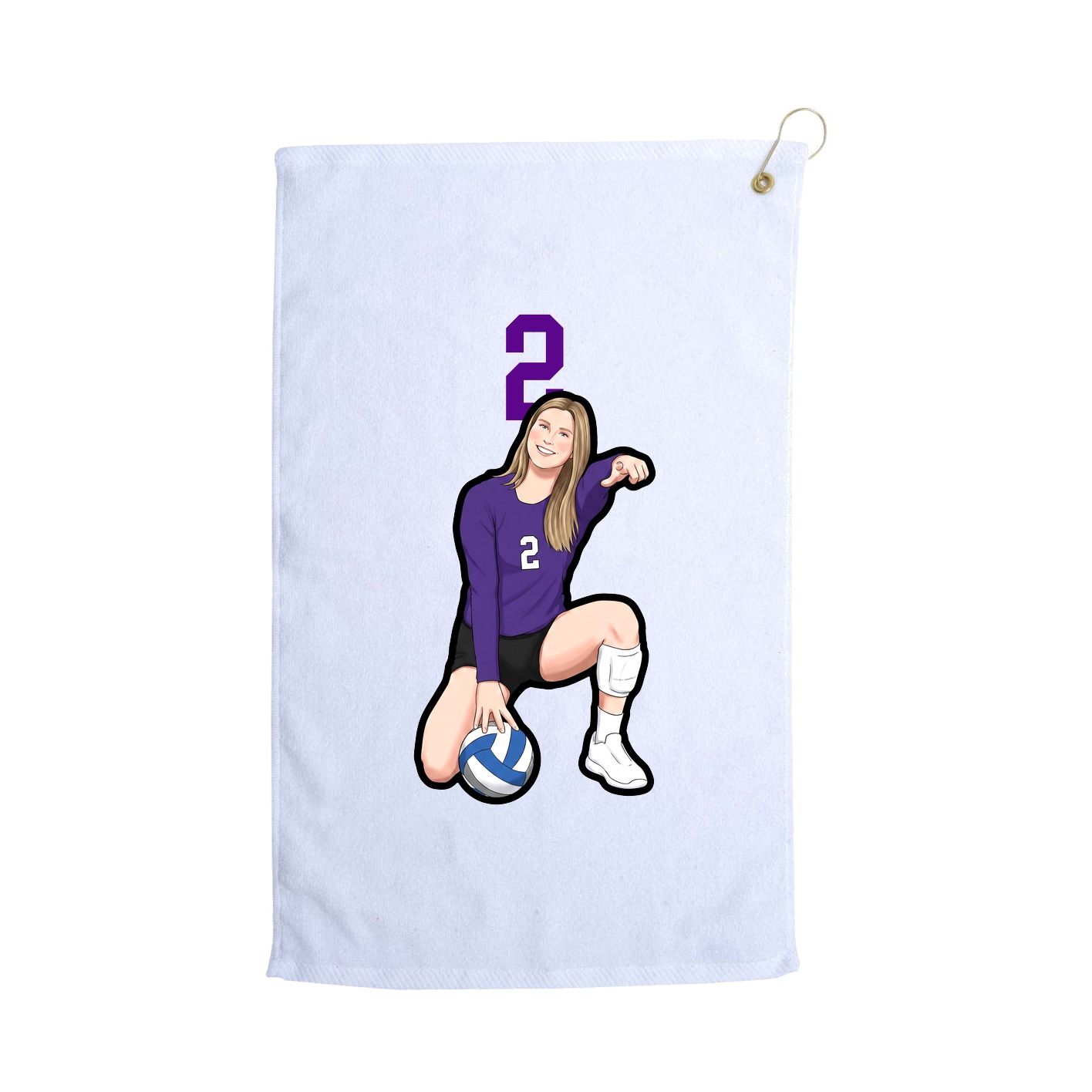 Golf Towel — Number Top in White