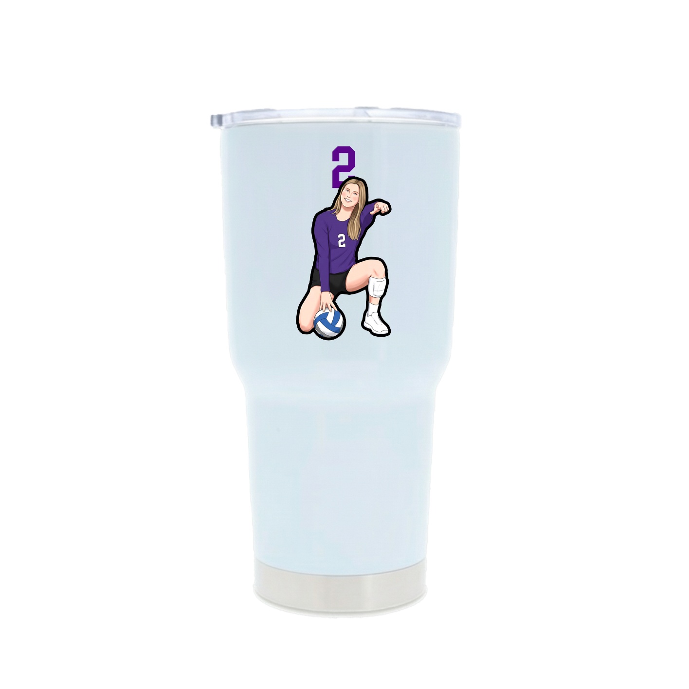 30oz Stainless Steel Tumbler — Number Top in White