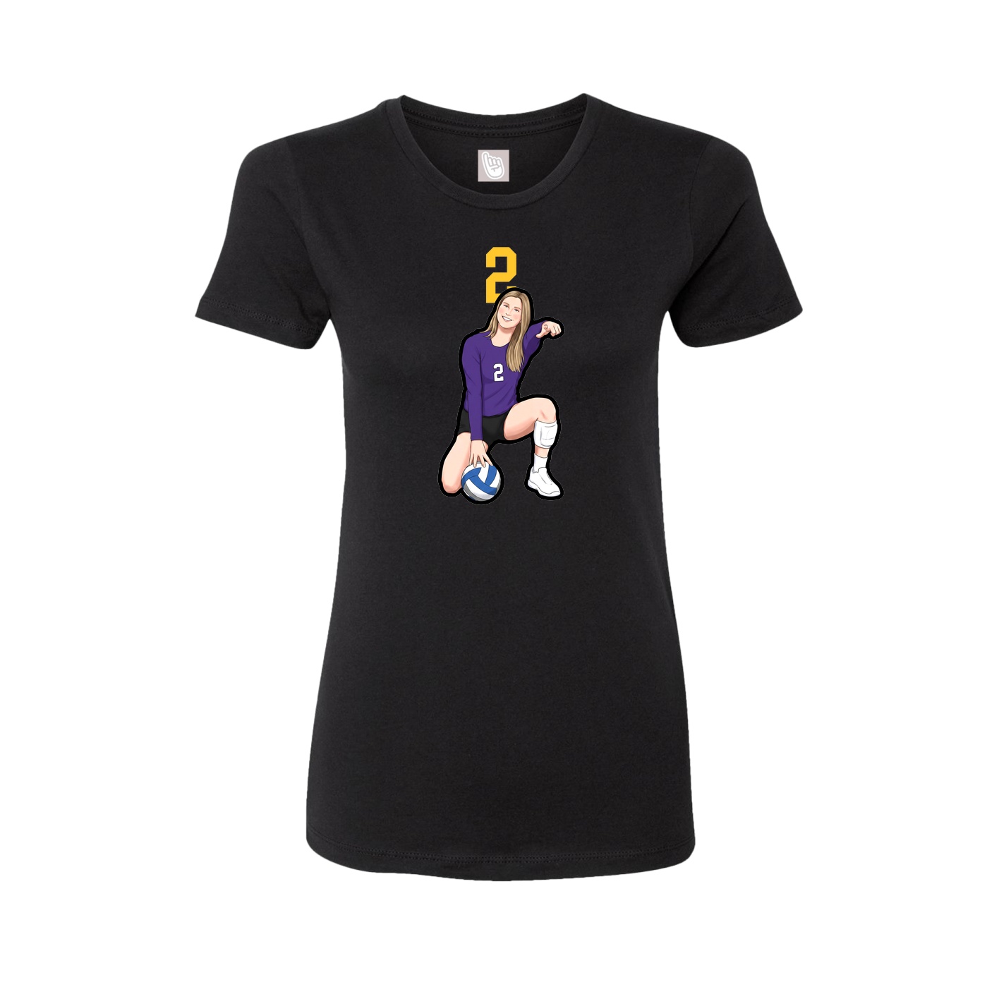 Fitted Women's Tee — Number Top in Black