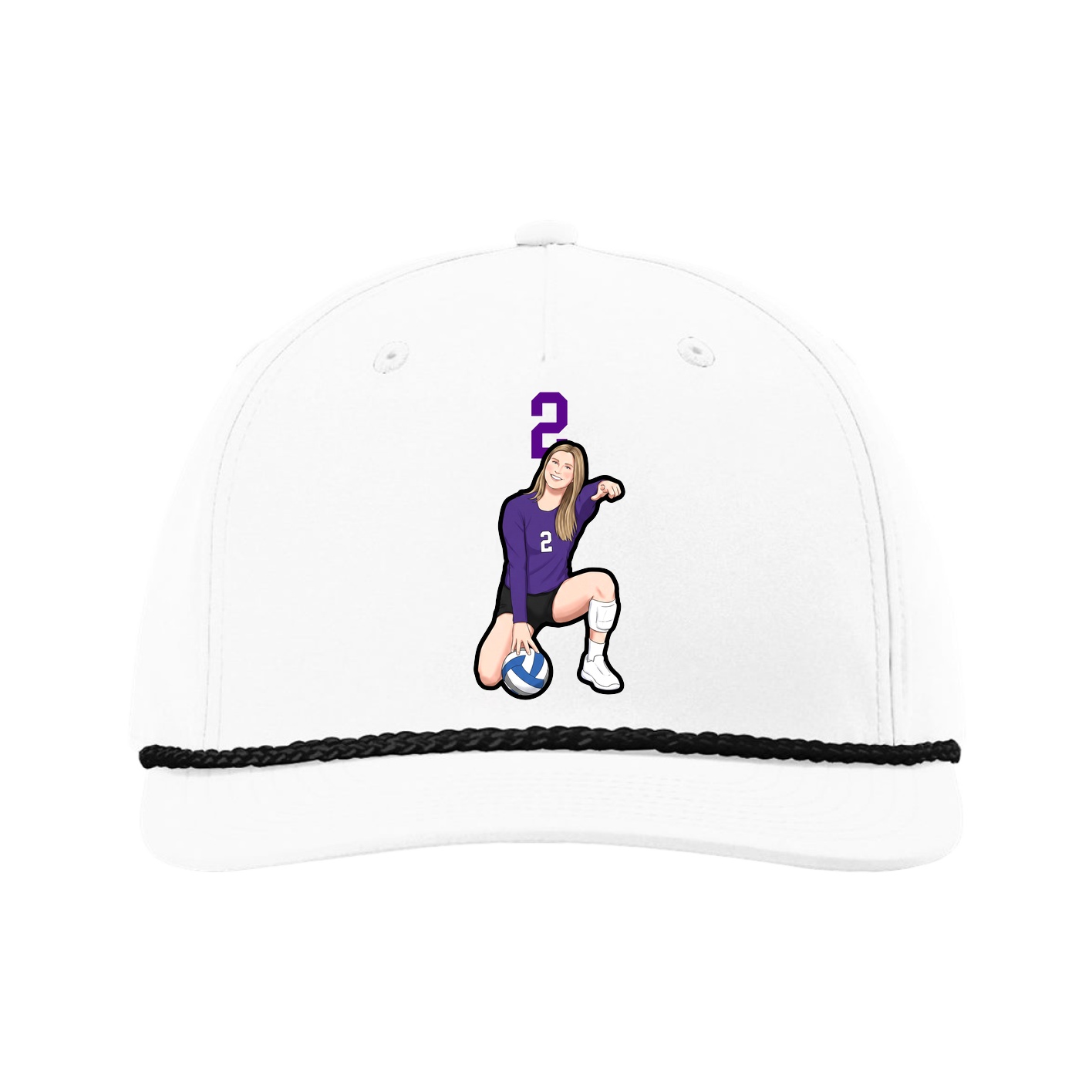 Five-Panel Classic Rope Cap — Number Top in White