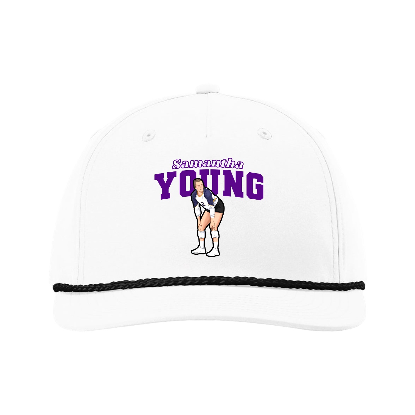 Five-Panel Classic Rope Cap — Name Arch in White