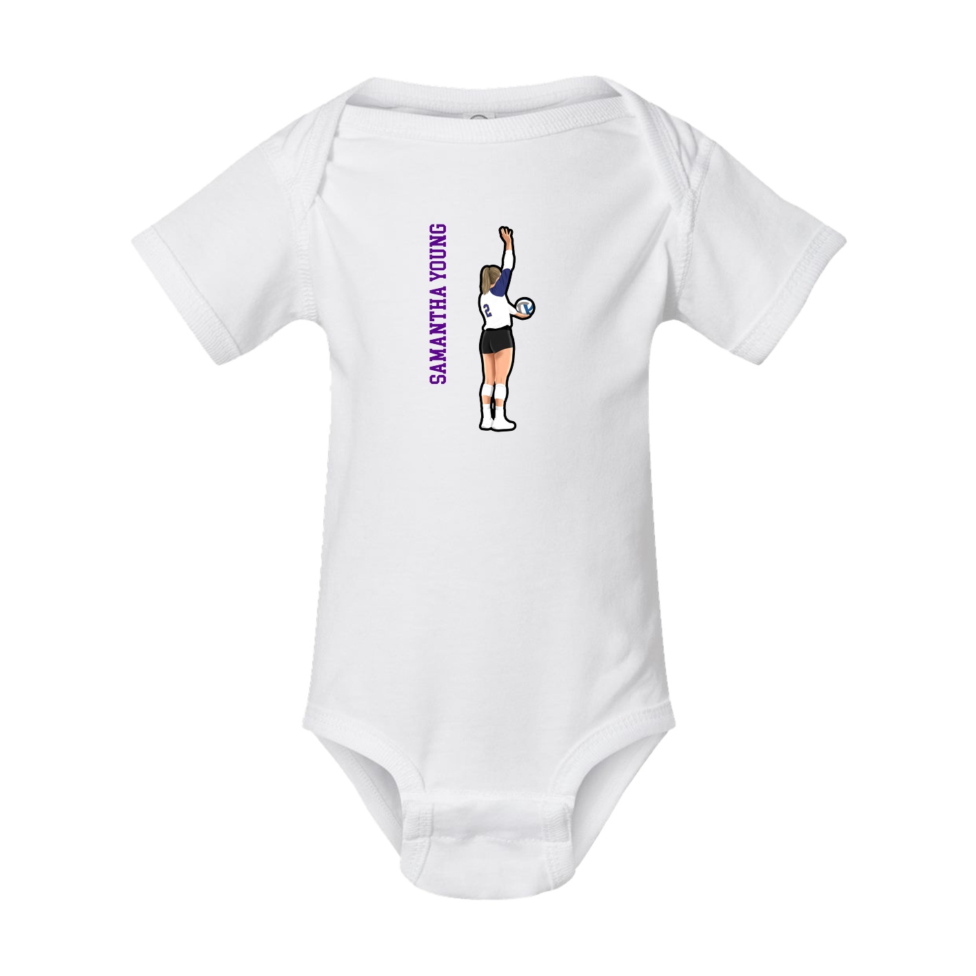 Baby Onesie — Name Vertical in White