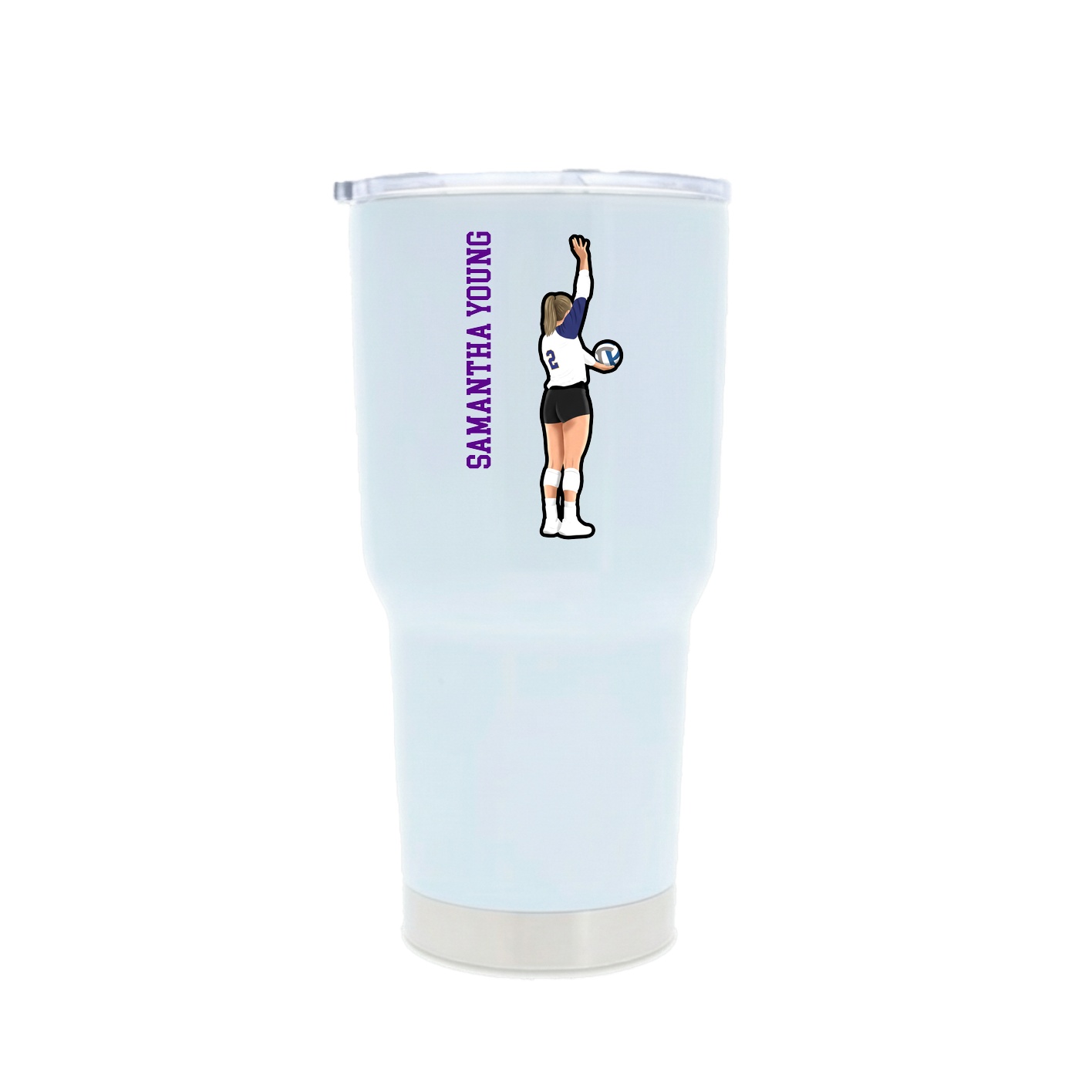 30oz Stainless Steel Tumbler — Name Vertical in White