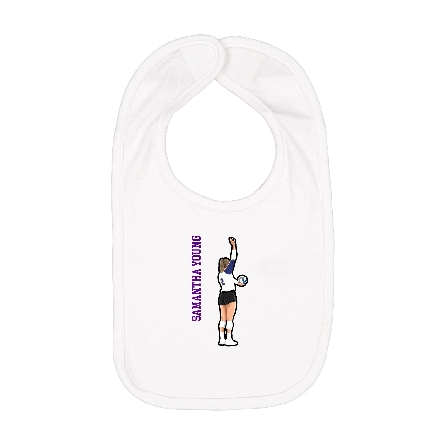 Infant Bib — Name Vertical in White