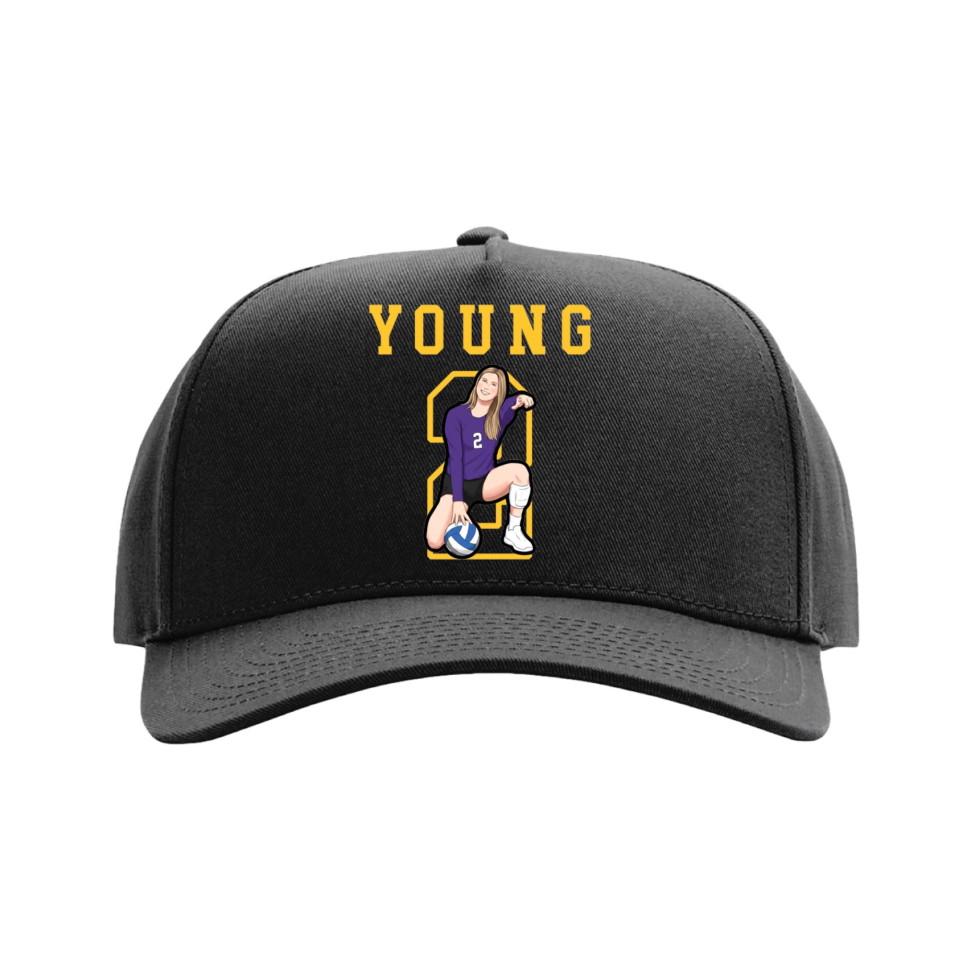 Full Fabric Five-Panel Champ Cap — Shirsey in Black