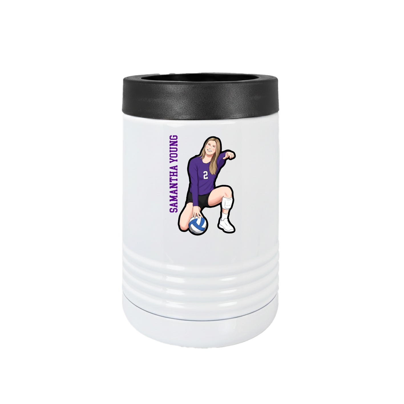 Beverage Holder — Name Vertical in White