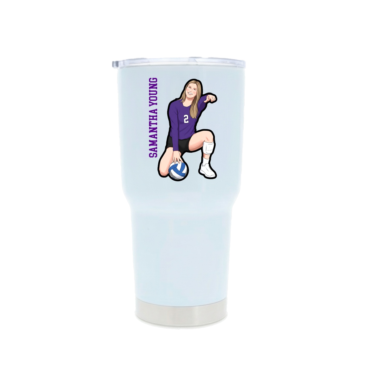 30oz Stainless Steel Tumbler — Name Vertical in White