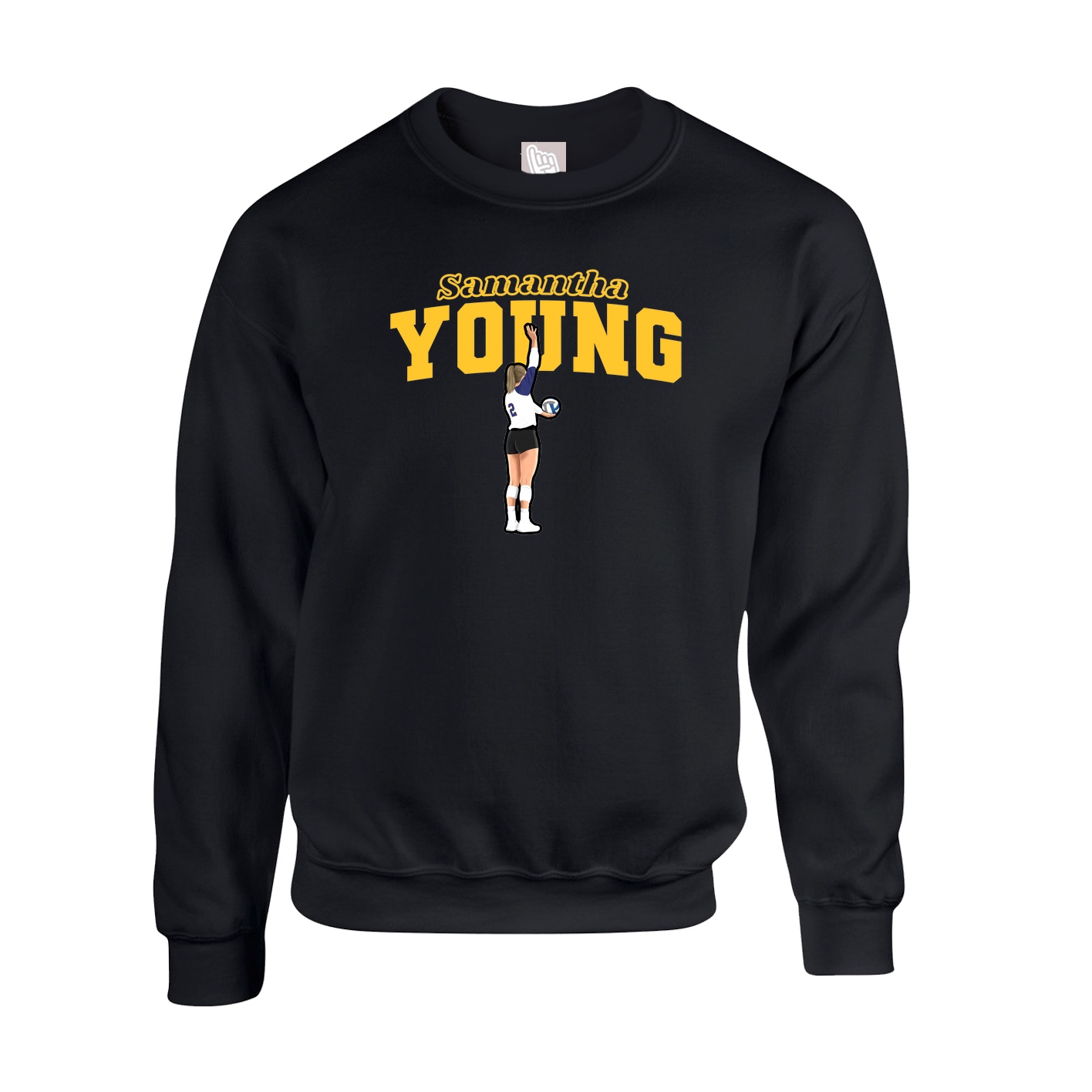 Fleece Crew — Name Arch in Black