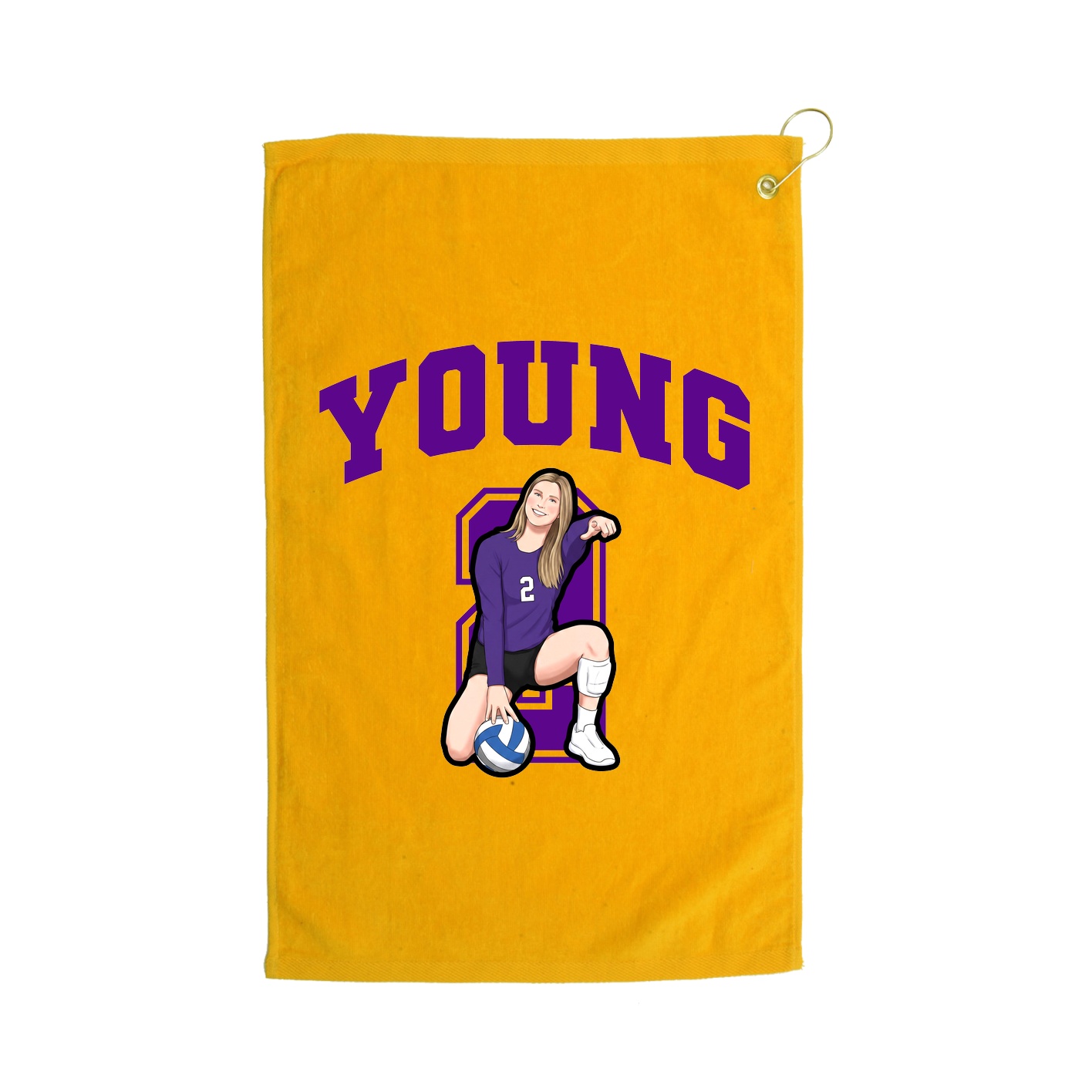 Golf Towel — Number in Gold