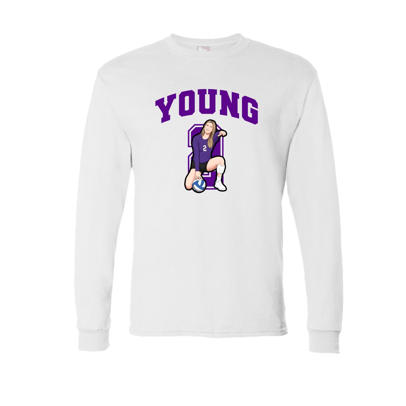 Long Sleeve Tee — Number in White