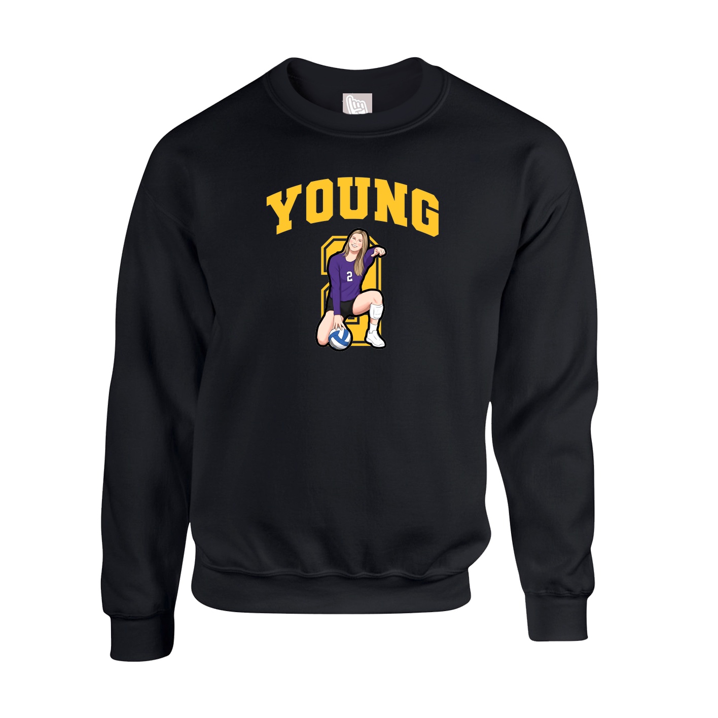 Fleece Crew — Number in Black