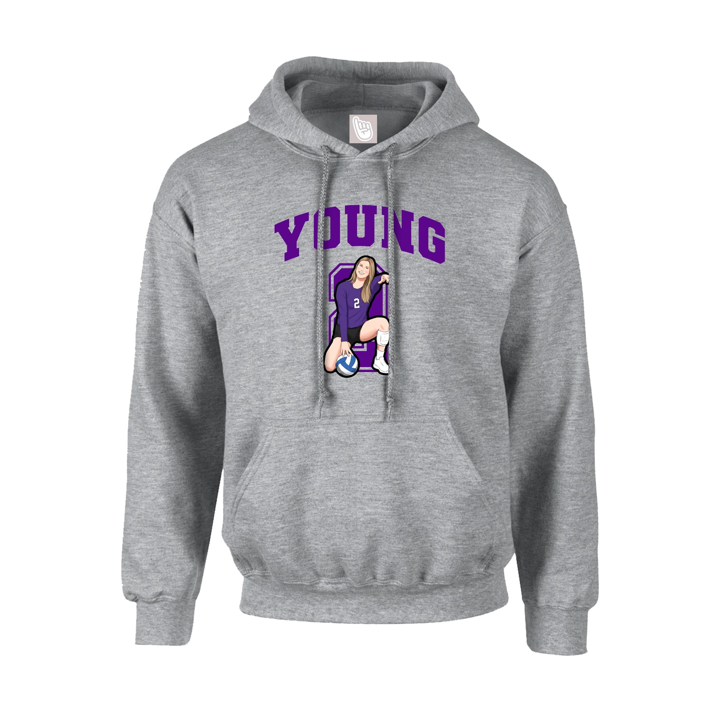 Youth Hoodie — Number in Grey