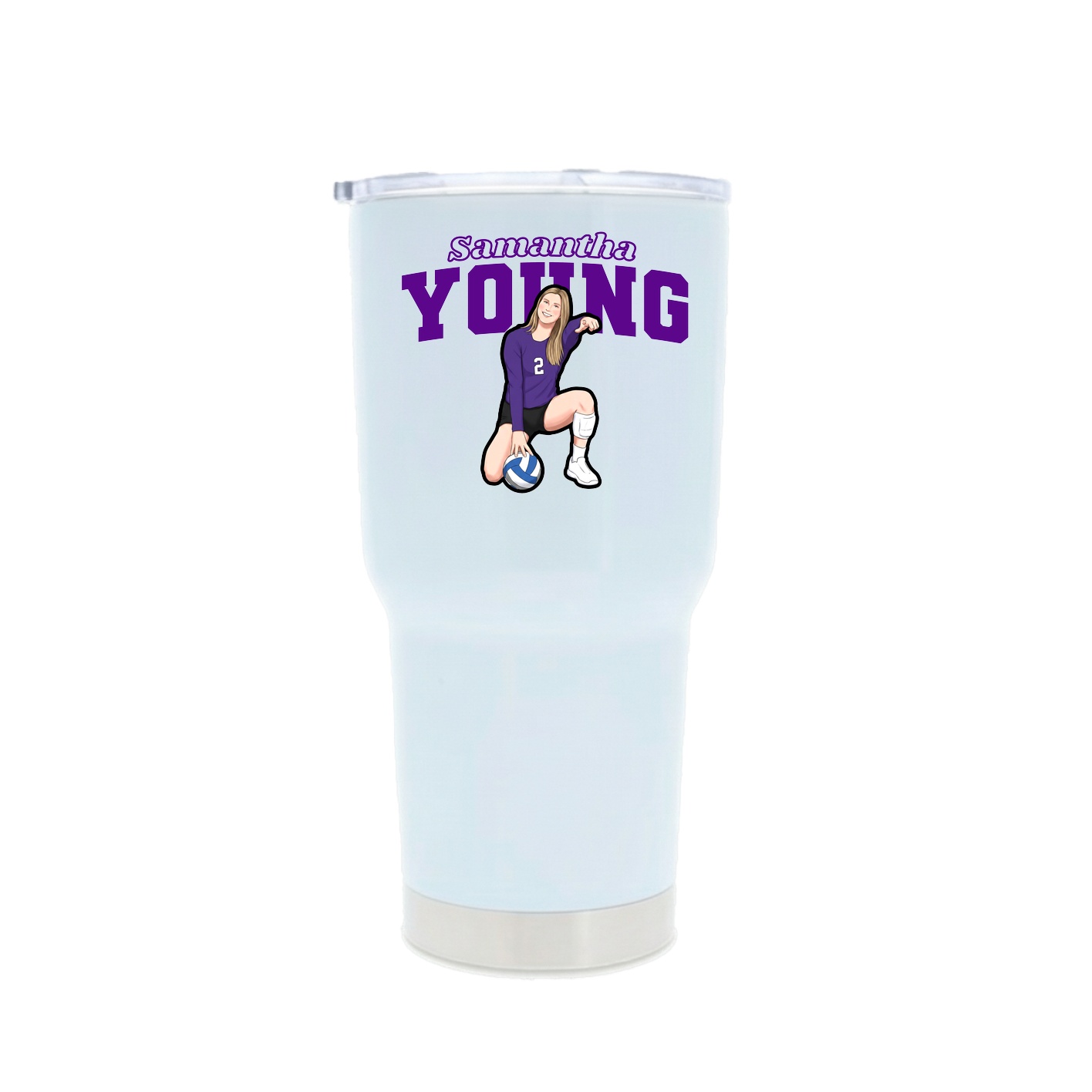 30oz Stainless Steel Tumbler — Name Arch in White