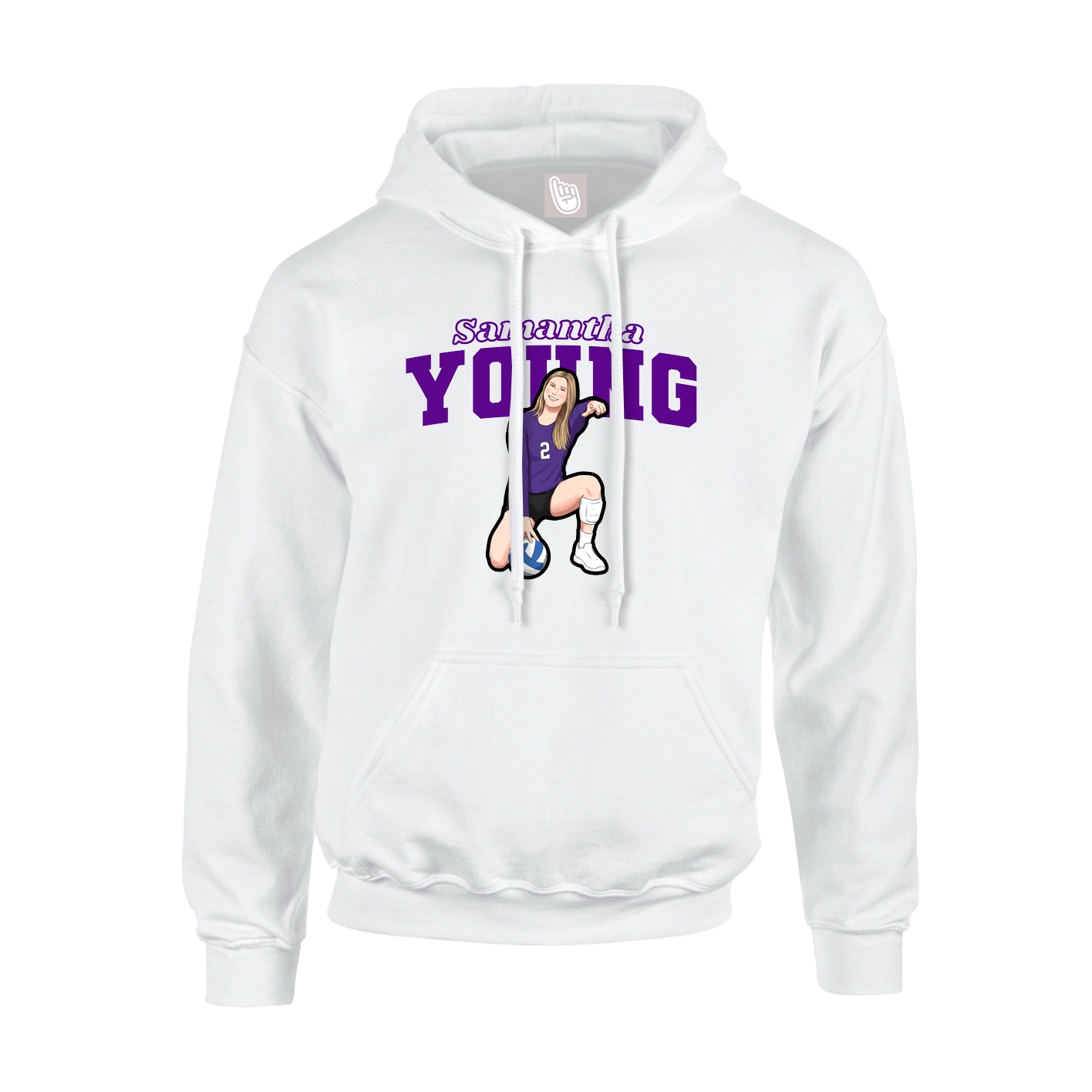 Youth Hoodie — Name Arch in White