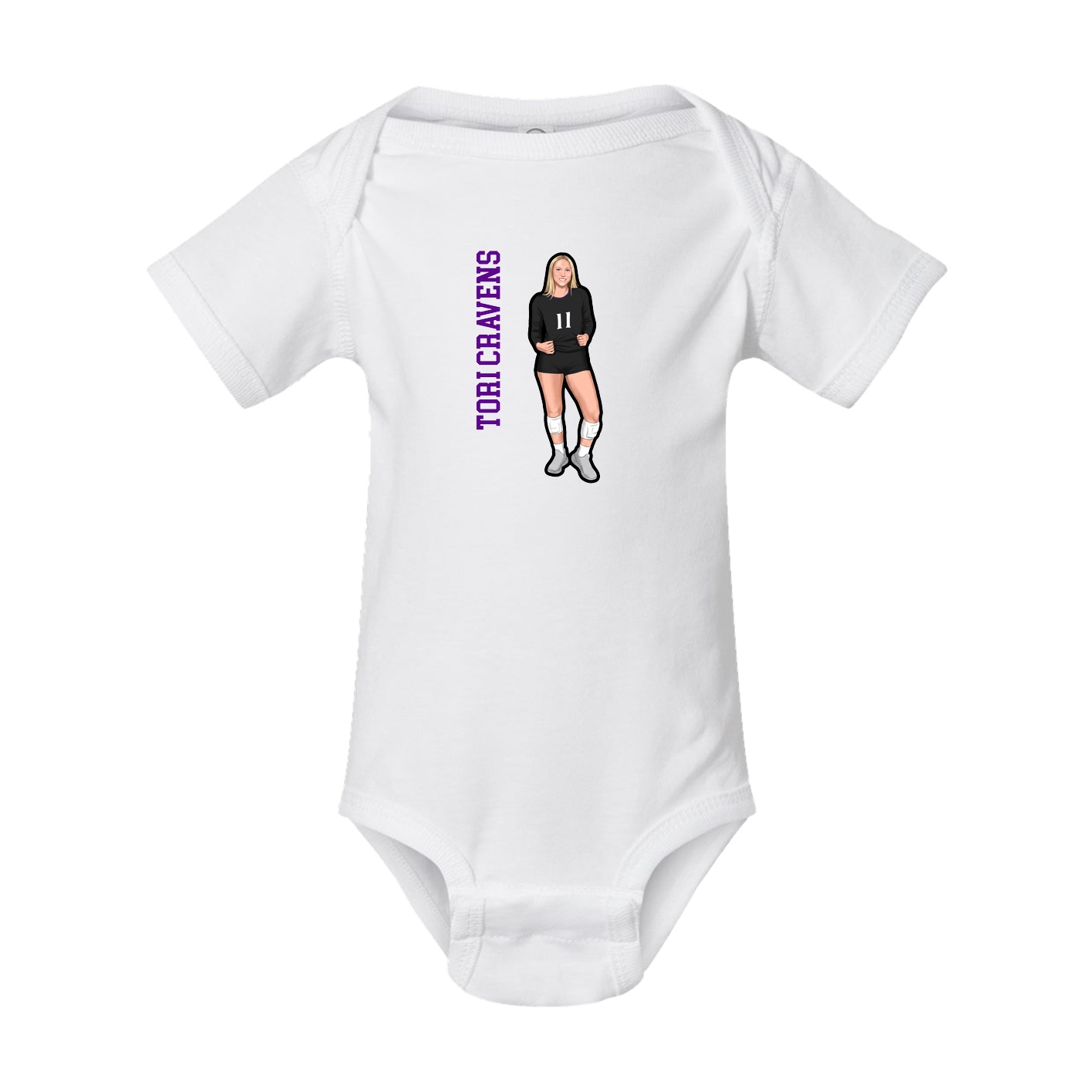 Baby Onesie — Name Vertical in White
