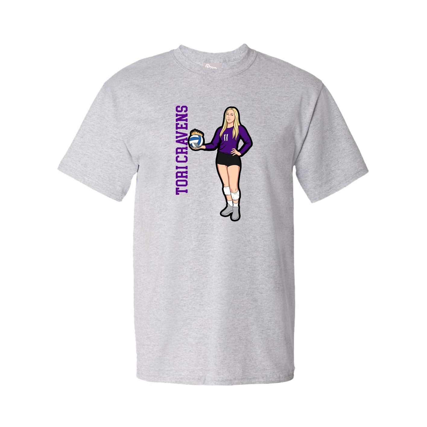 Youth Tee — Name Vertical in Grey