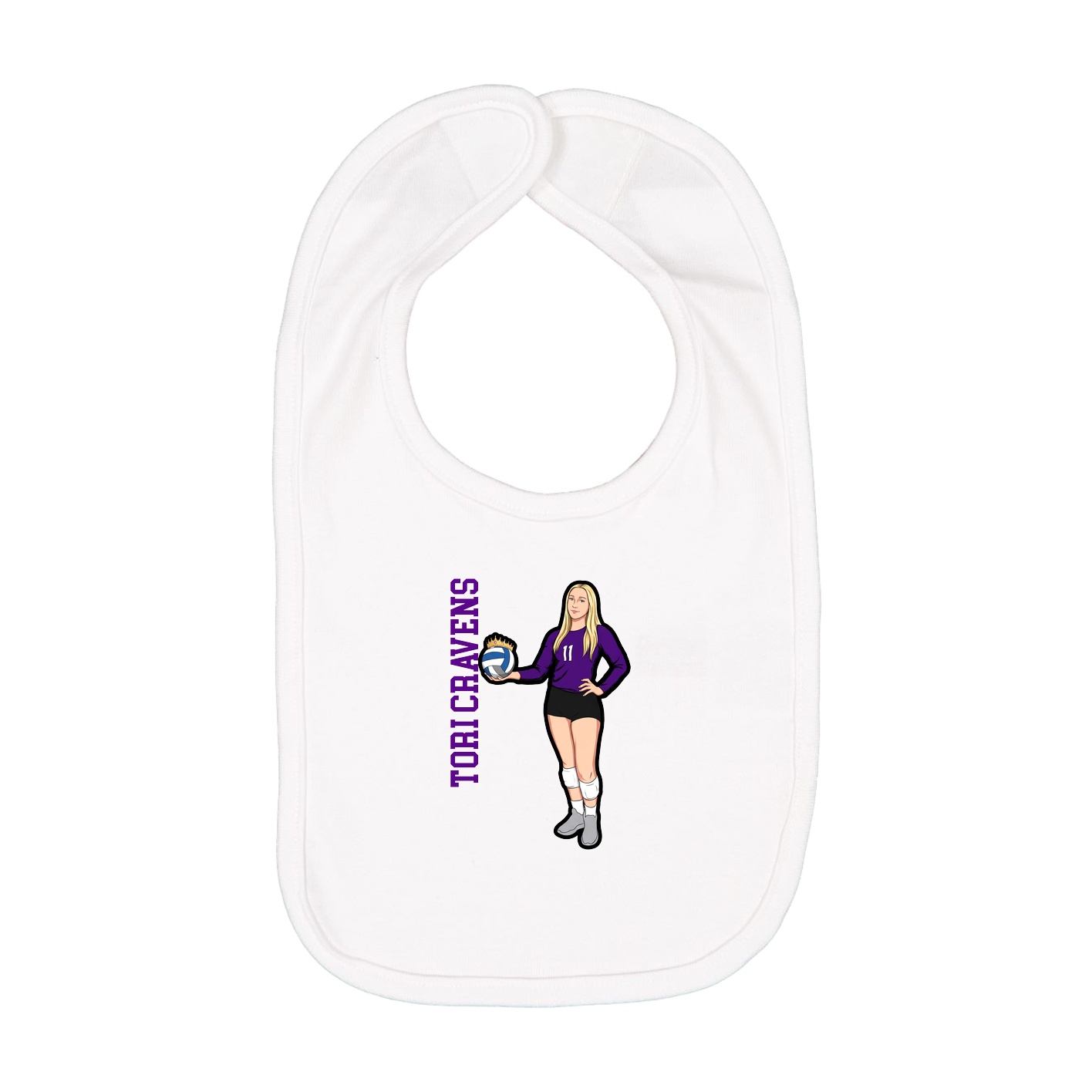 Infant Bib — Name Vertical in White
